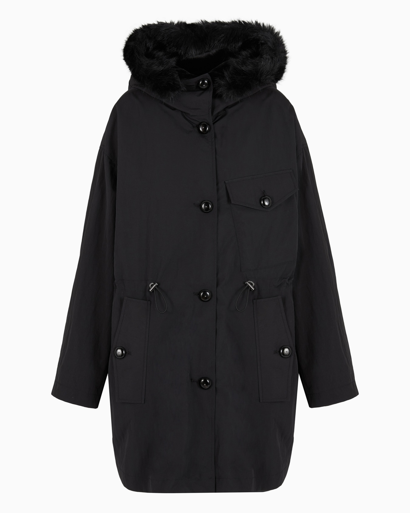 Parka aus wasserabweisendem Nylon mit innenliegender Weste in Fell-Optik Folie 0