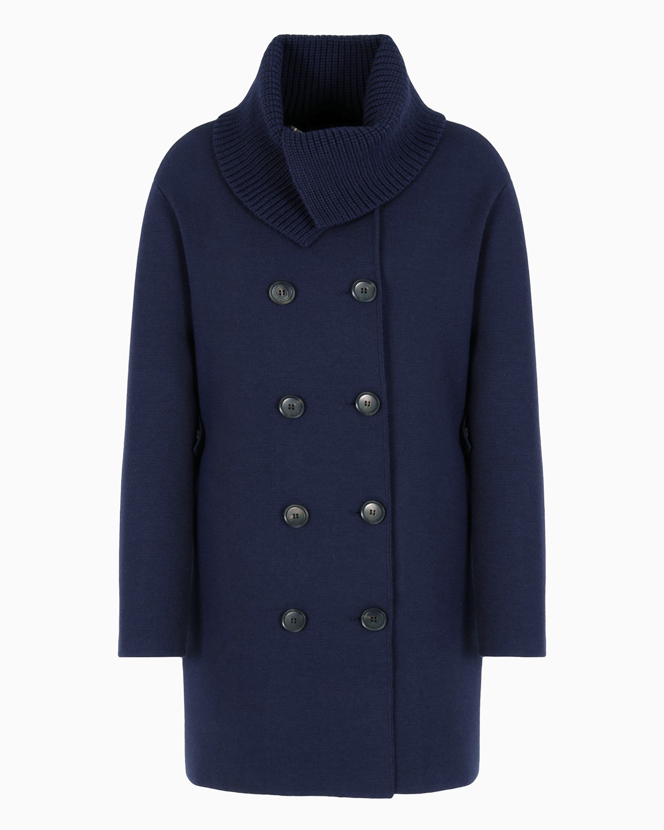 Manteau croisé en maille à point tissé de laine vierge mélangée Diapositive 0