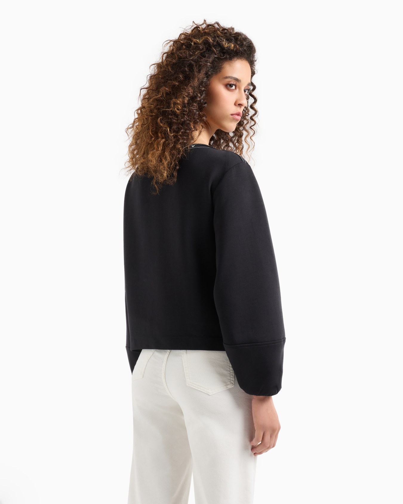 Double jersey boat neck sweatshirt with eagle logo tape Slide 2