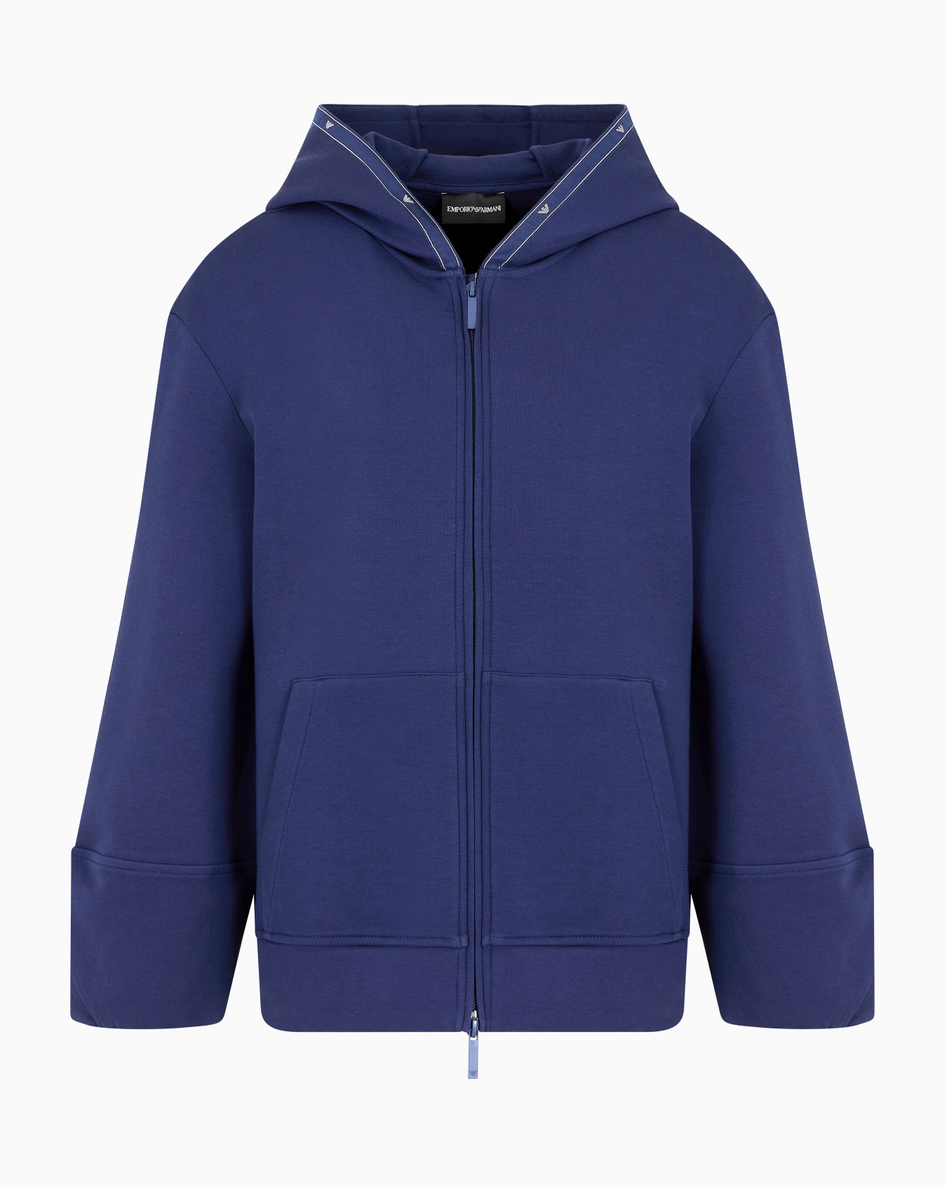 Sweat-shirt à capuche zippé en jersey double avec bande logo aigle Diapositive 0