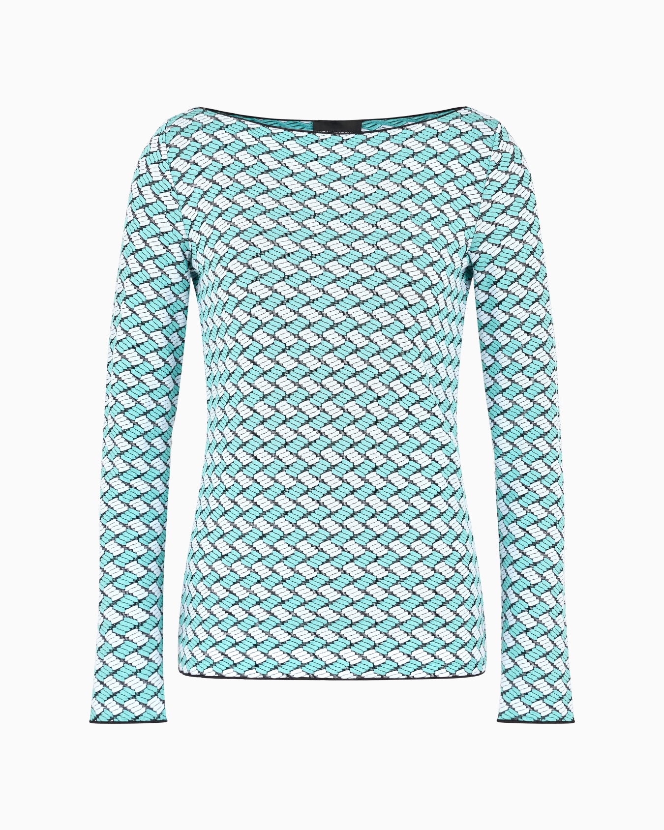 Jersey de cuello barco de tejido jacquard de punto con motivo en relieve Diapositiva 0