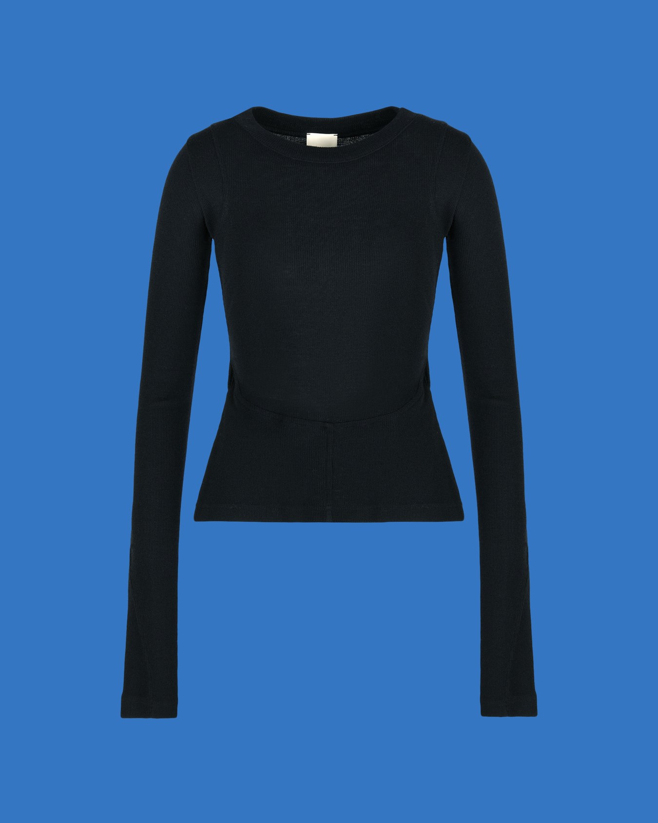 ASV Black Blue capsule collection organic-wool jumper with cut-out on the back Slide 0