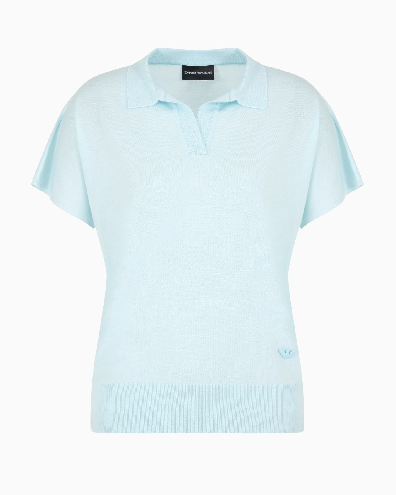 Jersey con cuello de polo de mezcla de lana virgen y seda con elaboración en punto calado Diapositiva 0