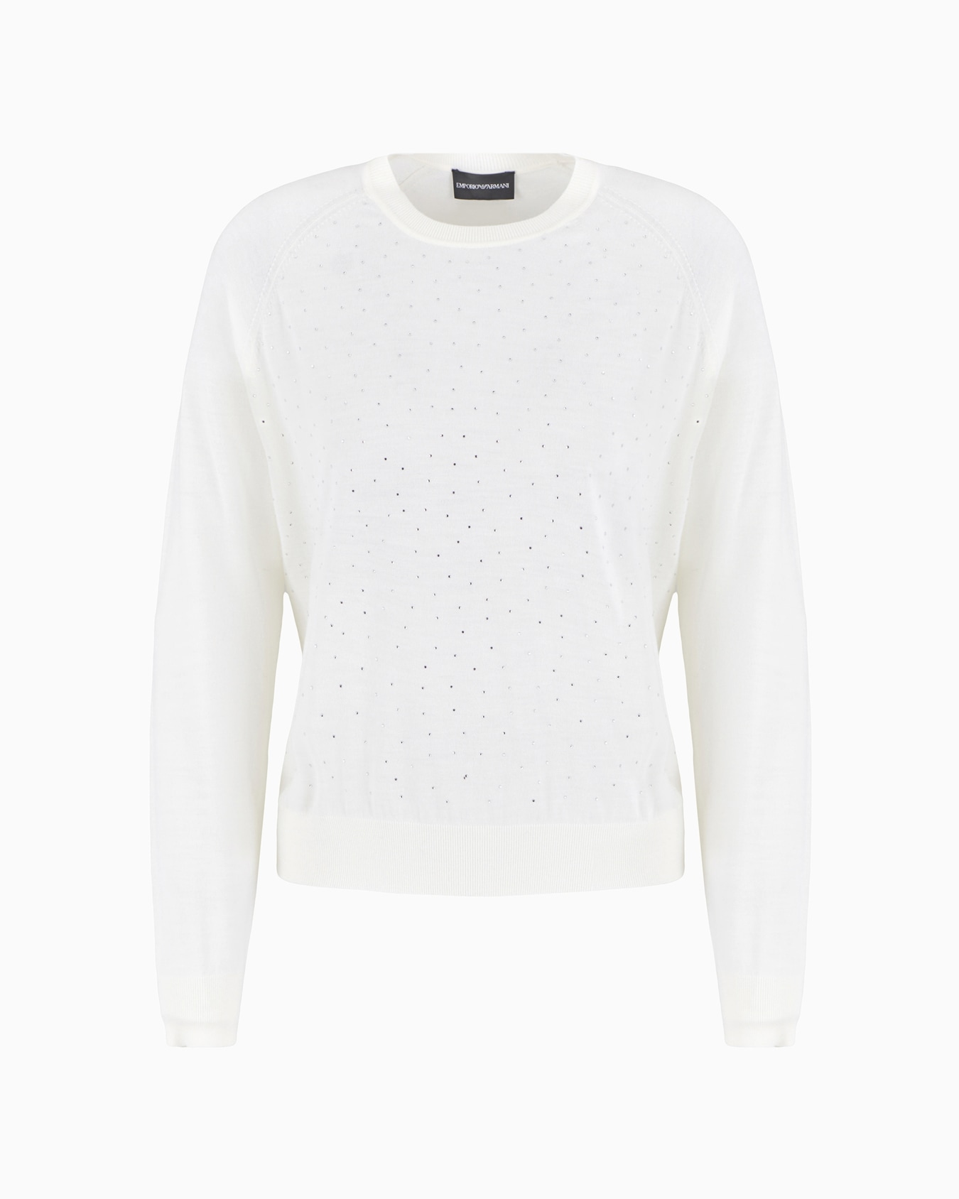 Plain-knit wool jumper with micro rhinestones Slide 0
