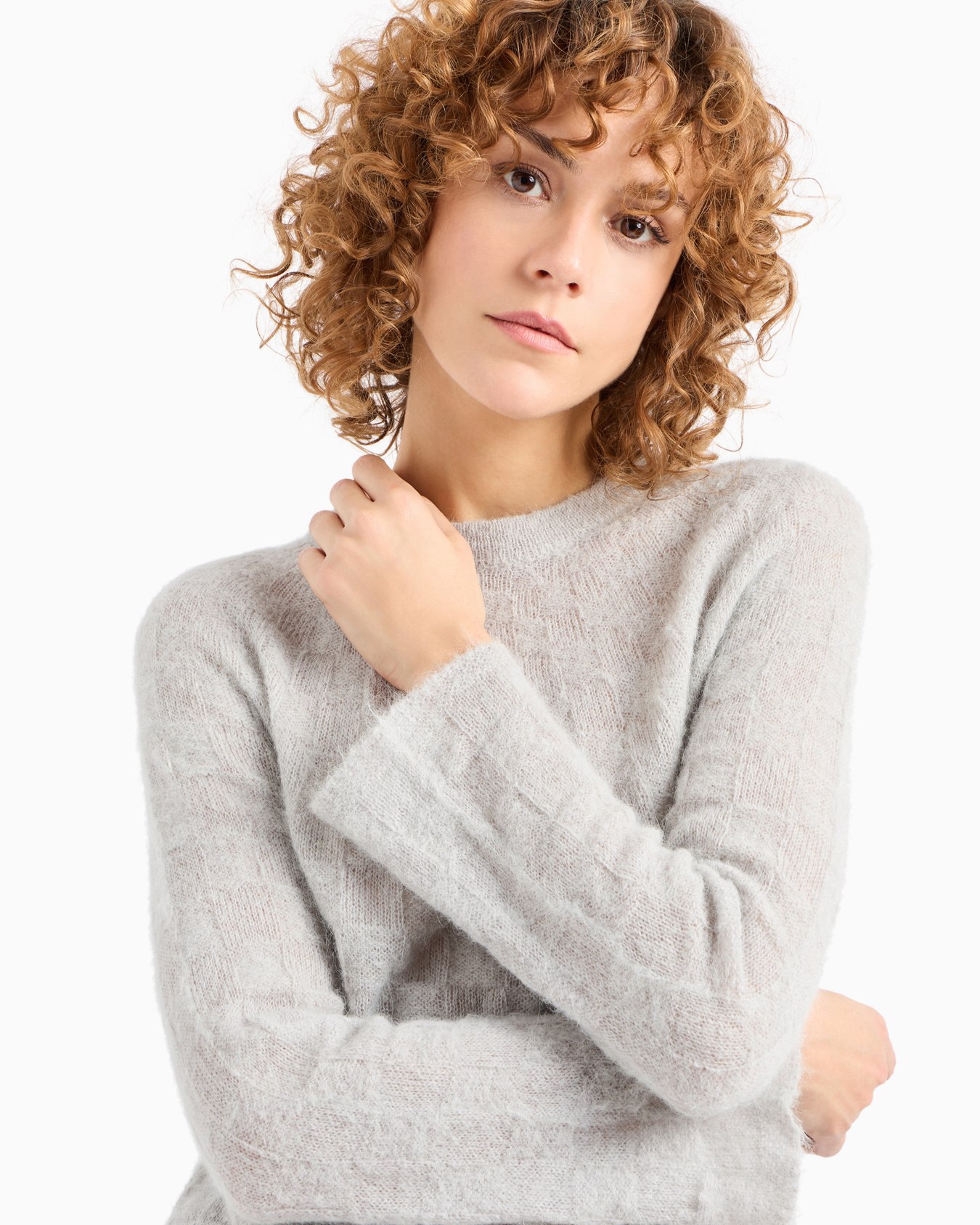 Seamless alpaca jumper with a check motif Slide 5