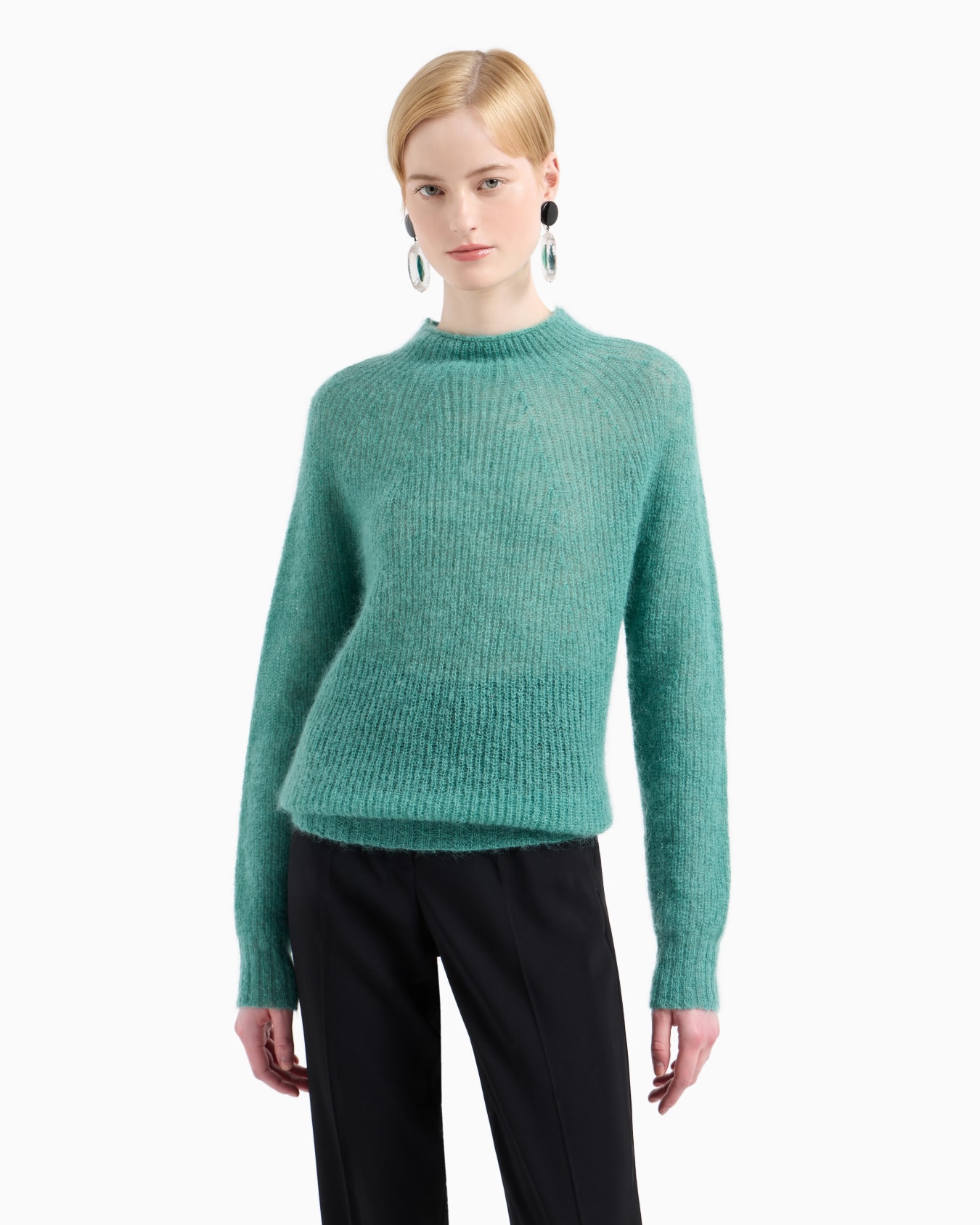 Jersey en mezcla de lana mohair con canalé inglés Diapositiva 1
