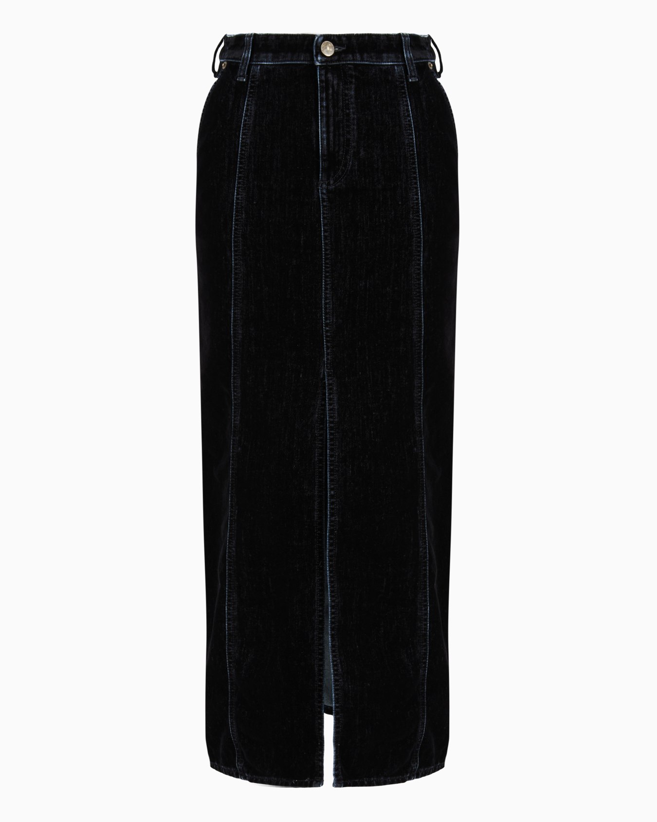 Langer Rock aus Flock-Denim in Samt-Optik Folie 0