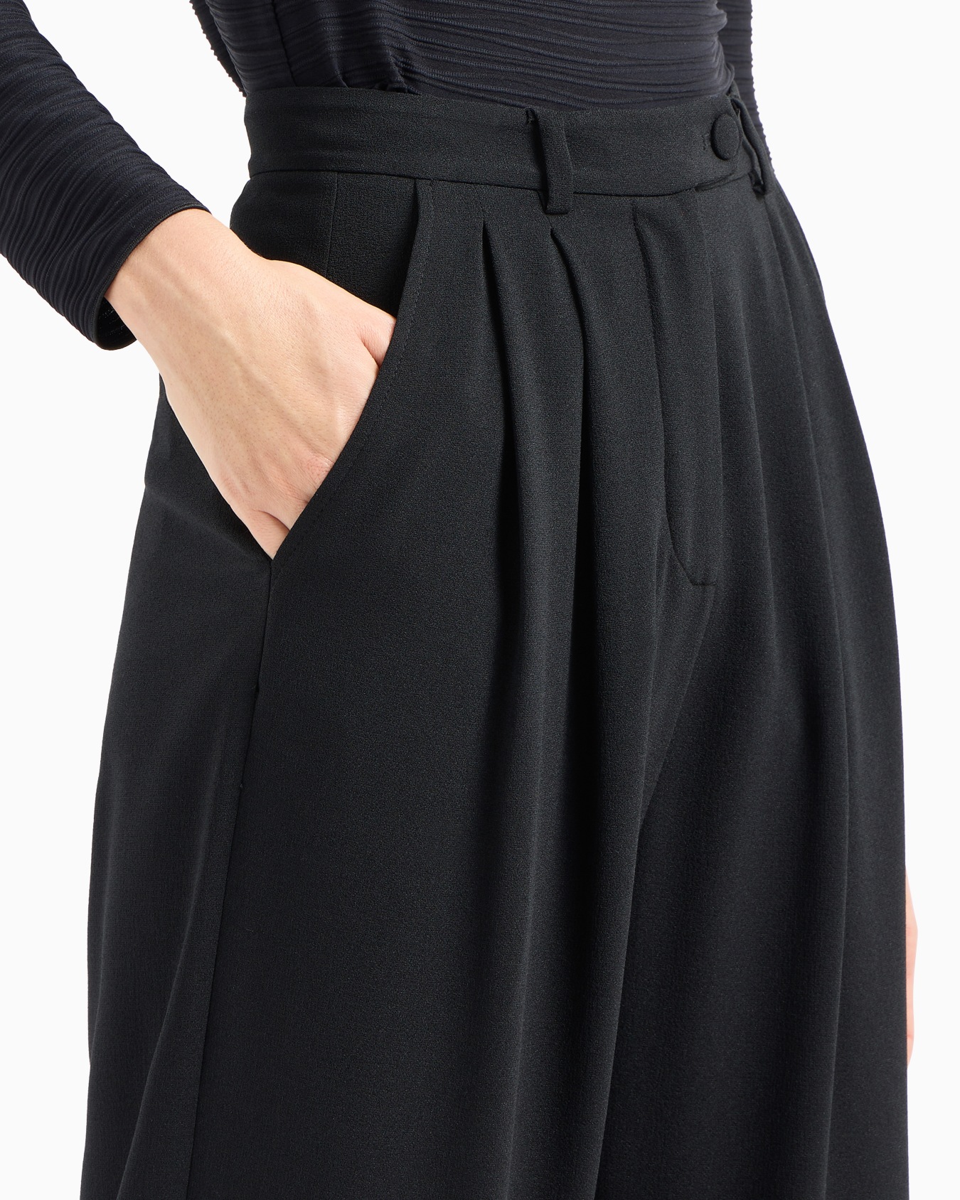 Pantalon à pinces en tissu sablé stretch Diapositive 5