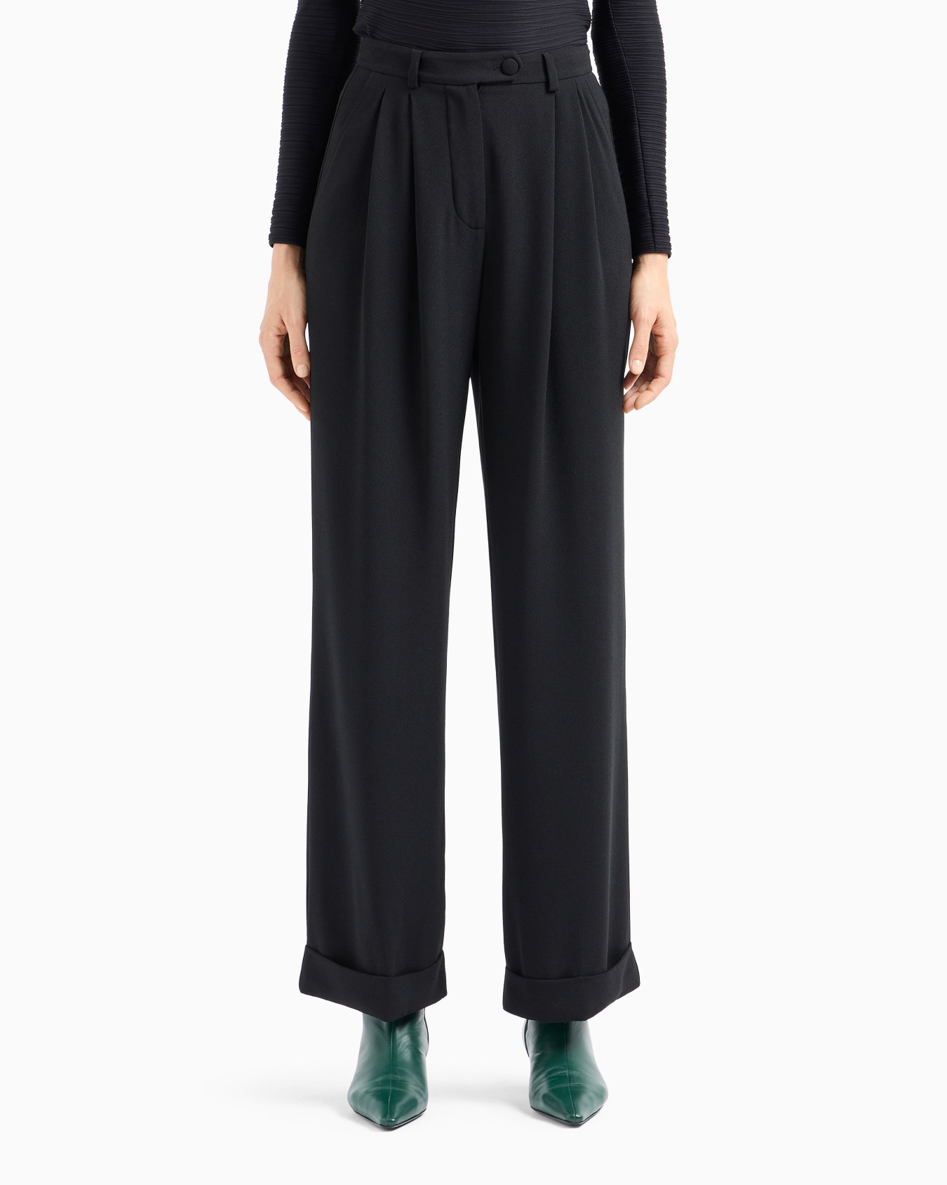 Pantalon à pinces en tissu sablé stretch Diapositive 2