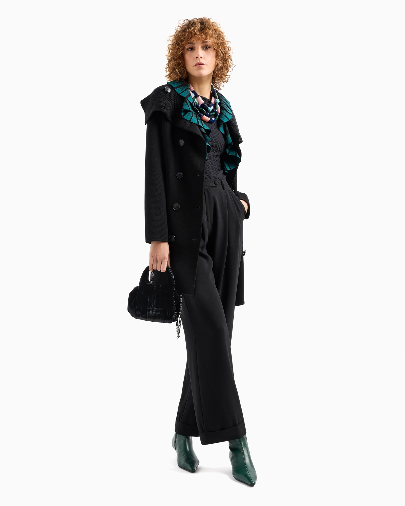 Pantalon à pinces en tissu sablé stretch Diapositive 4