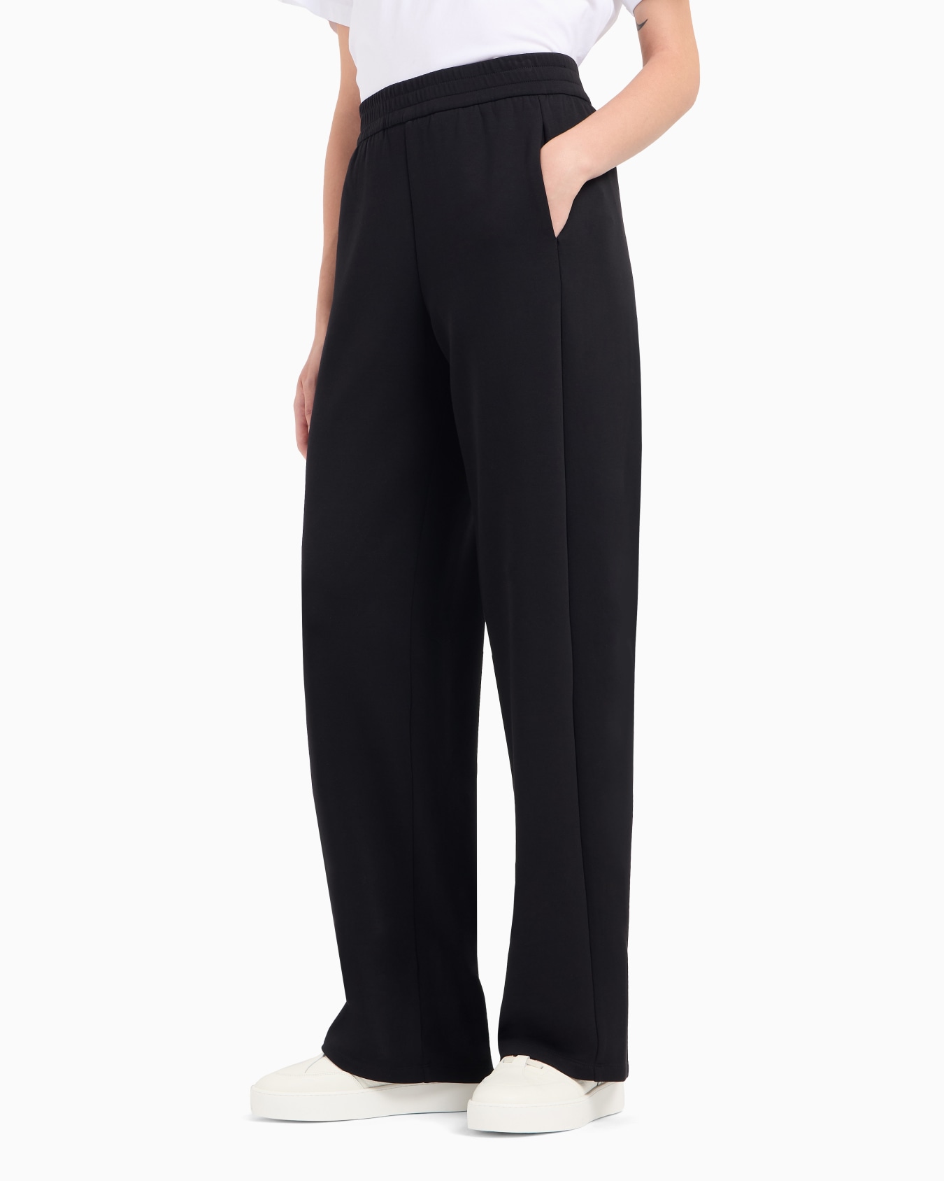 Double jersey trousers with elasticated waist Slide 1