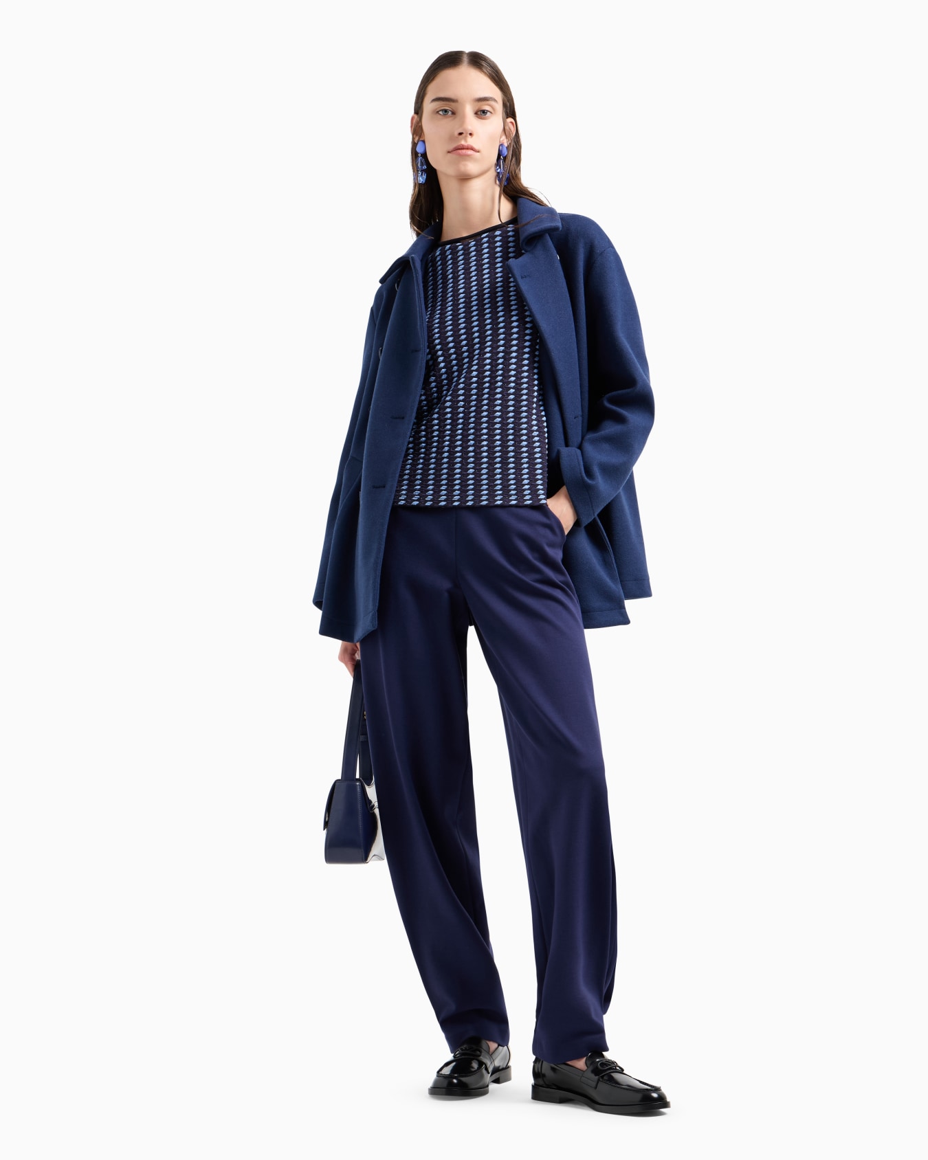 Stretch Milano-stitch fabric trousers with pleat at the hem Slide 3