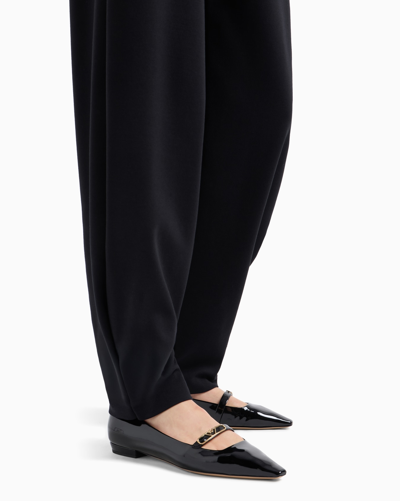 Stretch Milano-stitch fabric trousers with pleat at the hem Slide 4