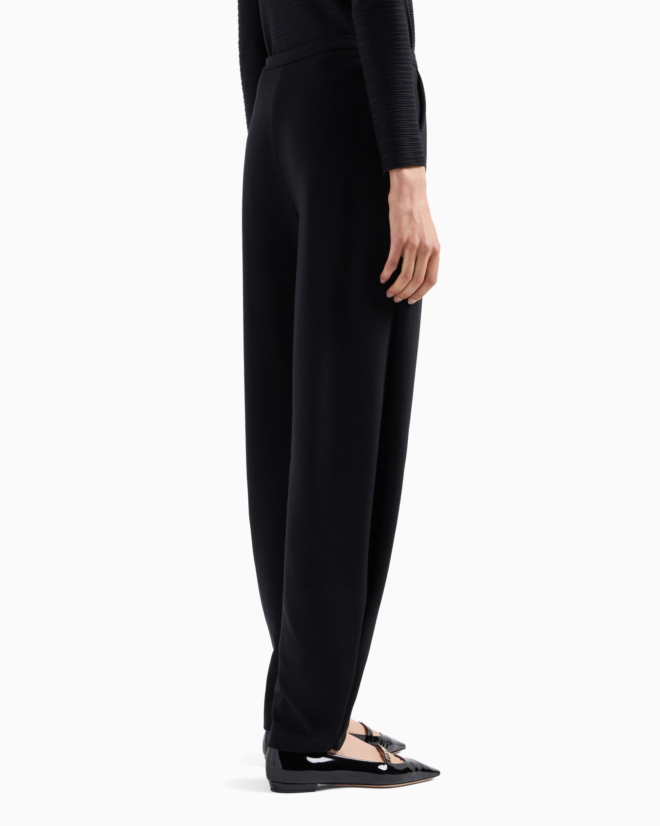 Stretch Milano-stitch fabric trousers with pleat at the hem Slide 2