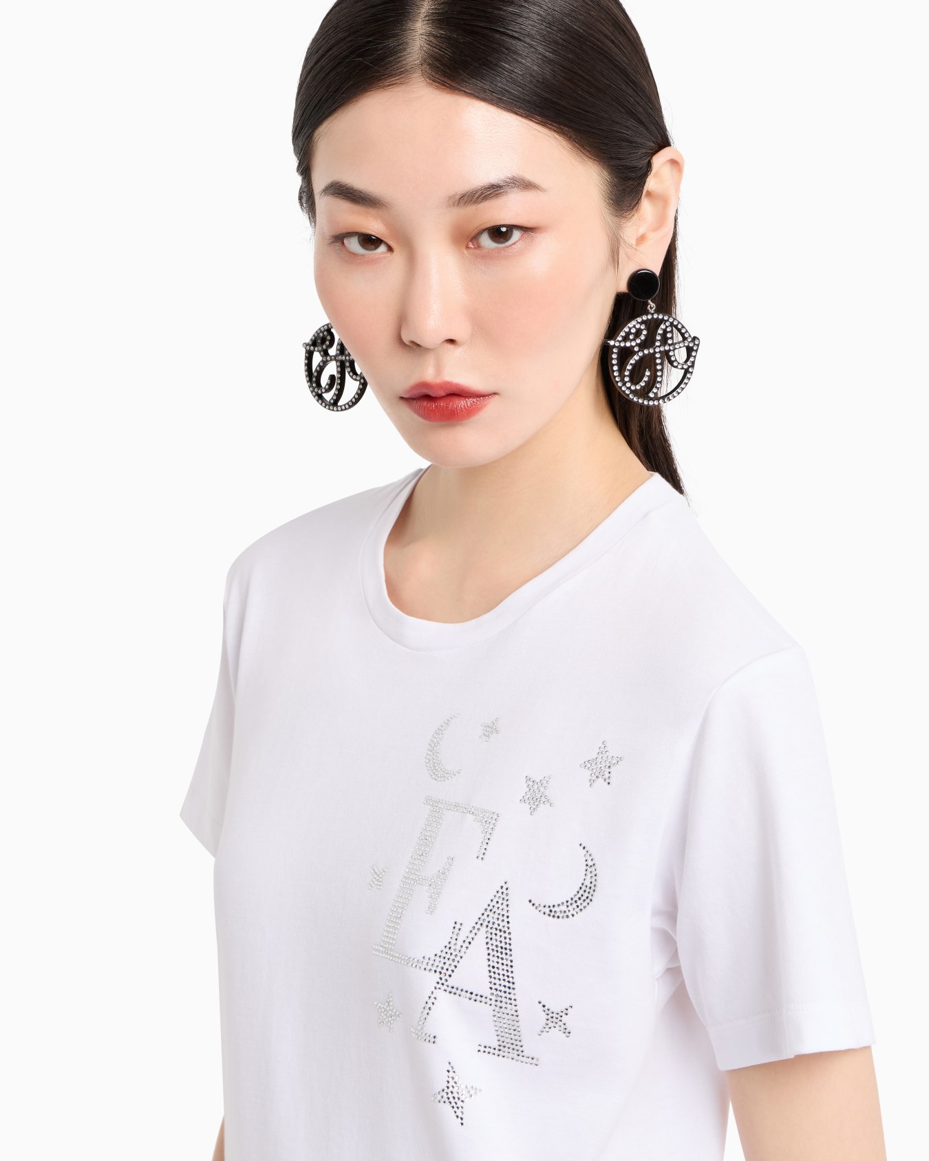Jersey T-shirt with rhinestone moon and stars logo Slide 4