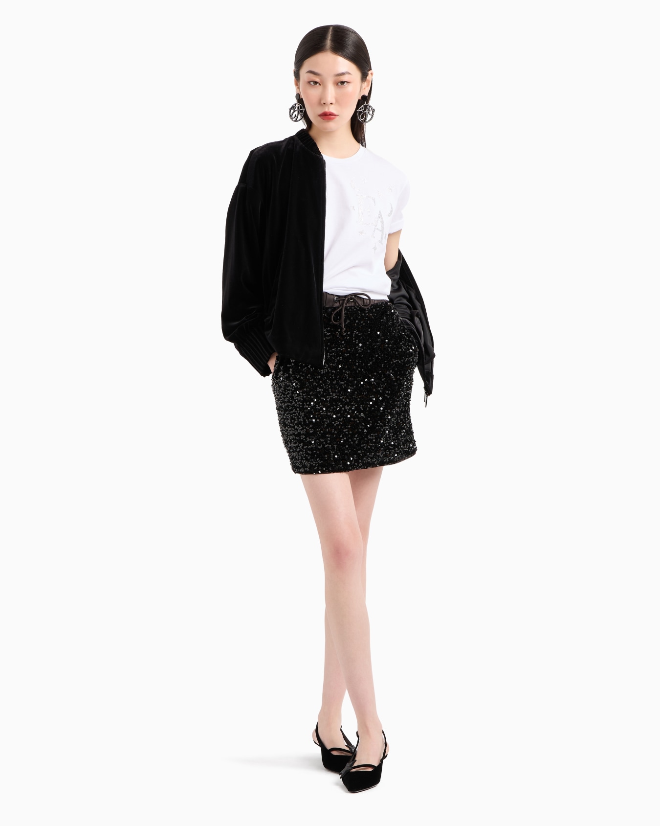 Jersey T-shirt with rhinestone moon and stars logo Slide 3