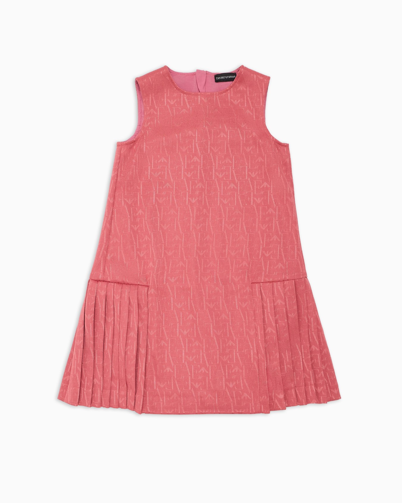 Robe sans manches avec inscription logo jacquard et bas plissé Diapositive 0