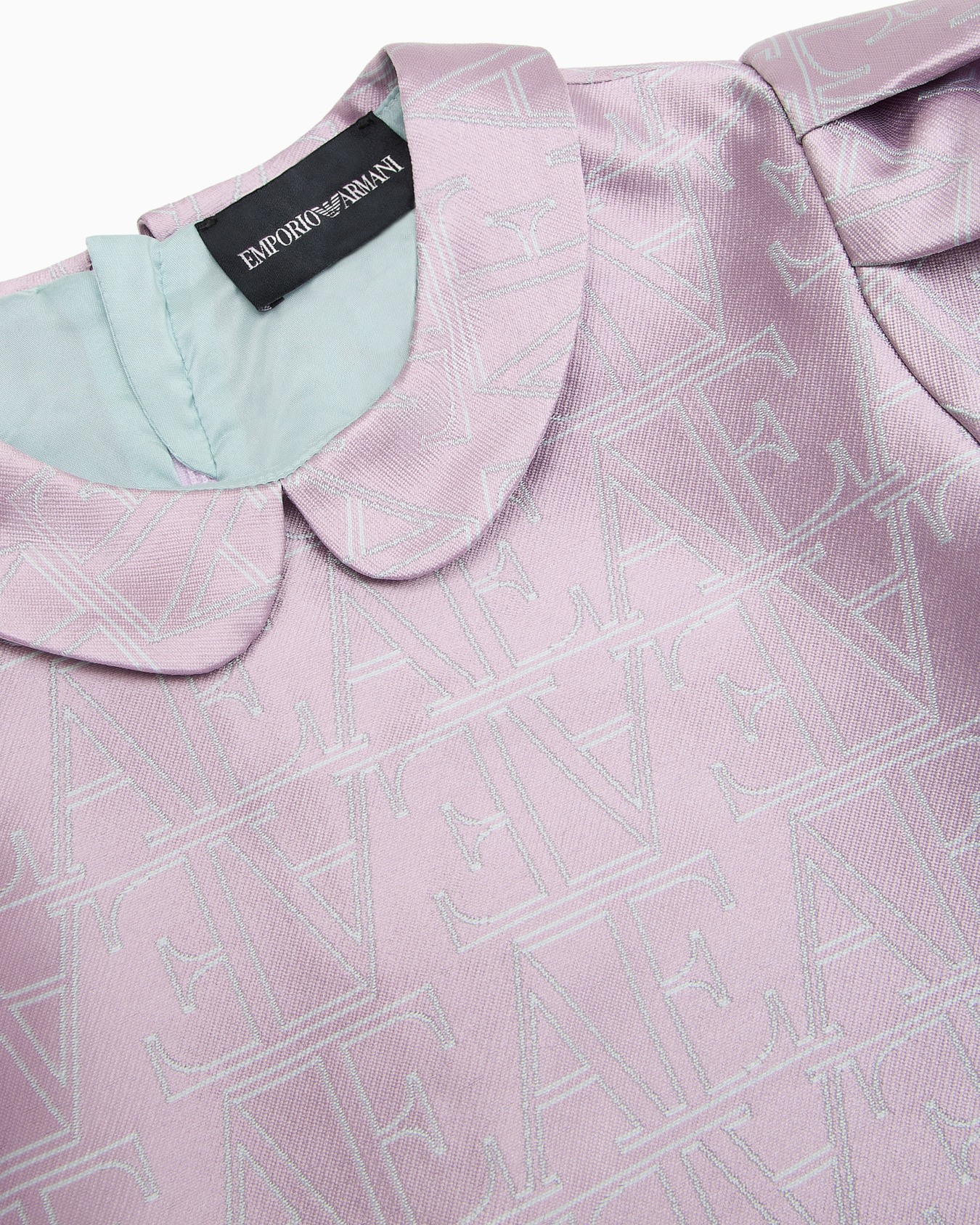 Vestido con cuello Claudine de tejido jacquard con logotipo integral EA Diapositiva 1