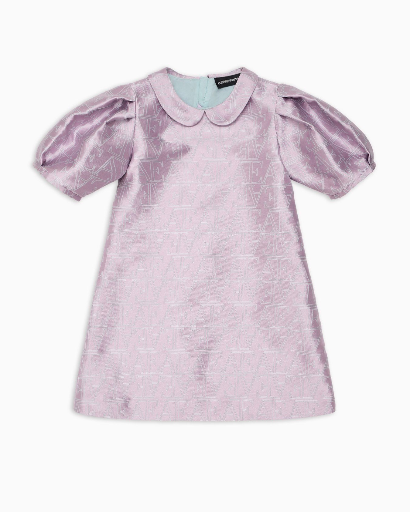 Vestido con cuello Claudine de tejido jacquard con logotipo integral EA Diapositiva 0