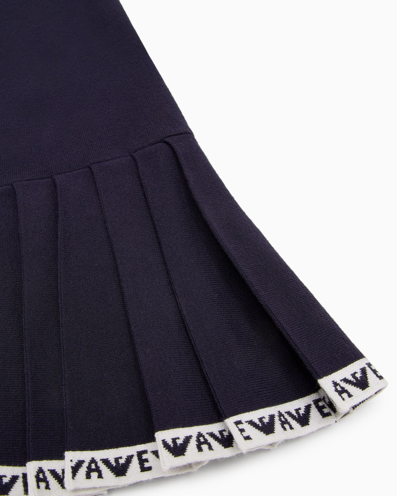 Knitted dress with pleated skirt and logo trim Slide 1