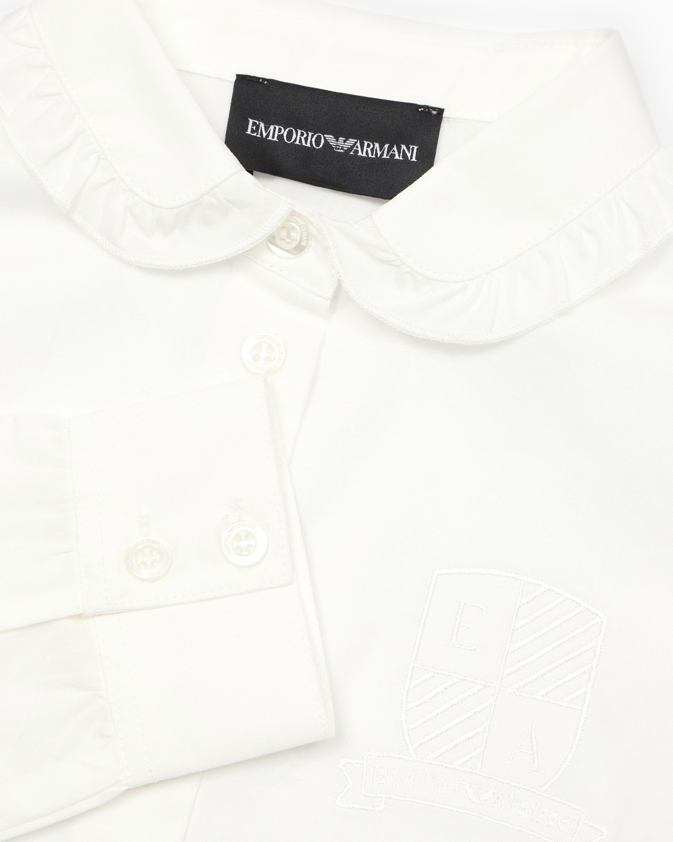 Peter Pan collar shirt with logo crest Slide 1
