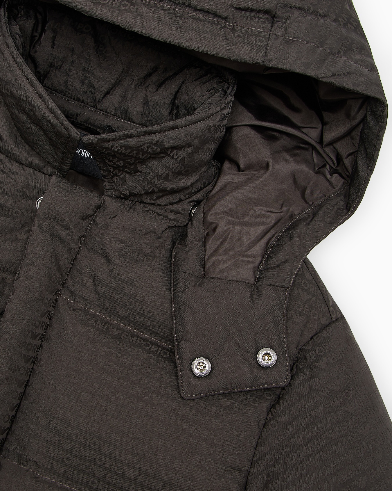 ASV nylon puffer jacket with logo lettering, hood and recycled down Slide 1