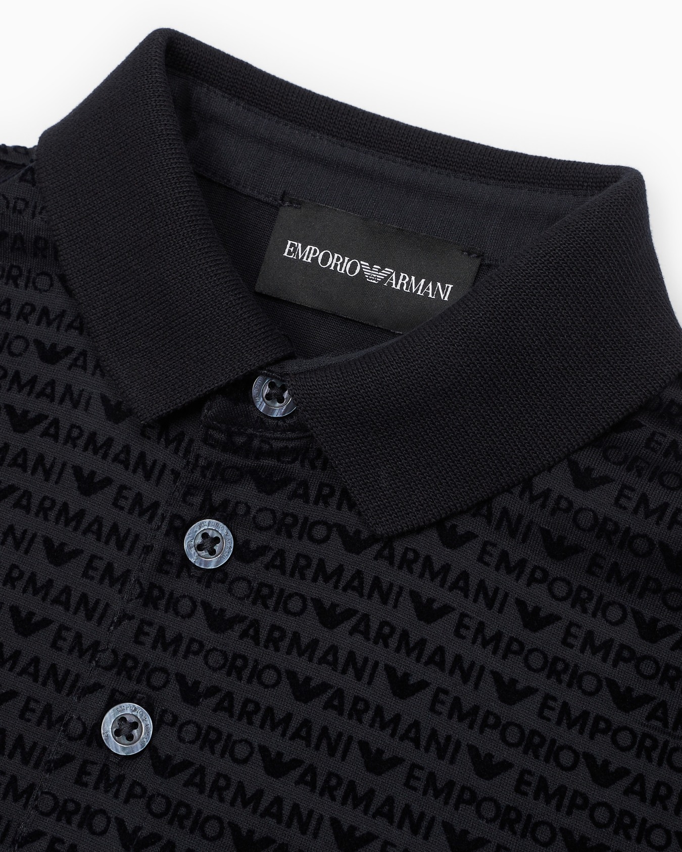  Lyocell-blend jersey polo shirt with all-over flocked logo Slide 1