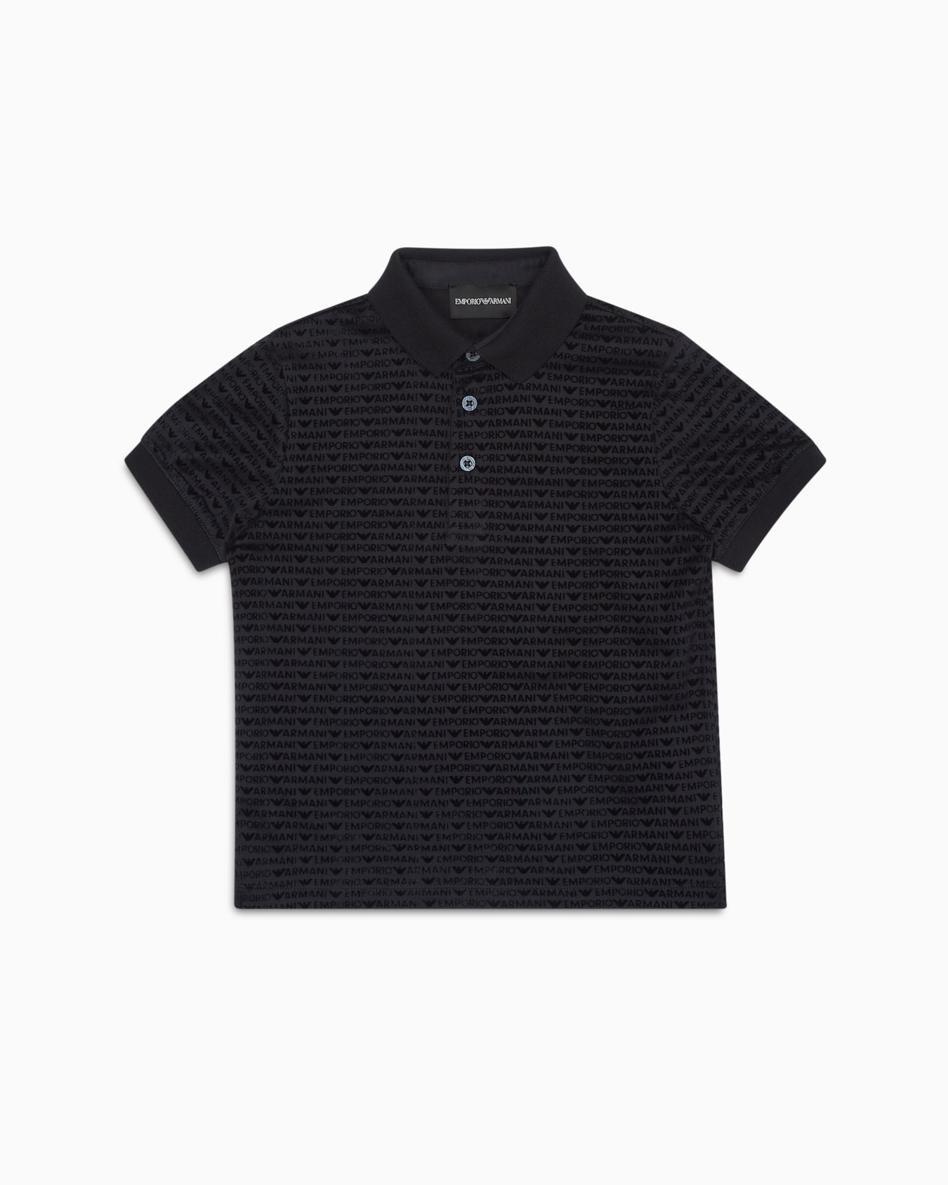  Lyocell-blend jersey polo shirt with all-over flocked logo Slide 0