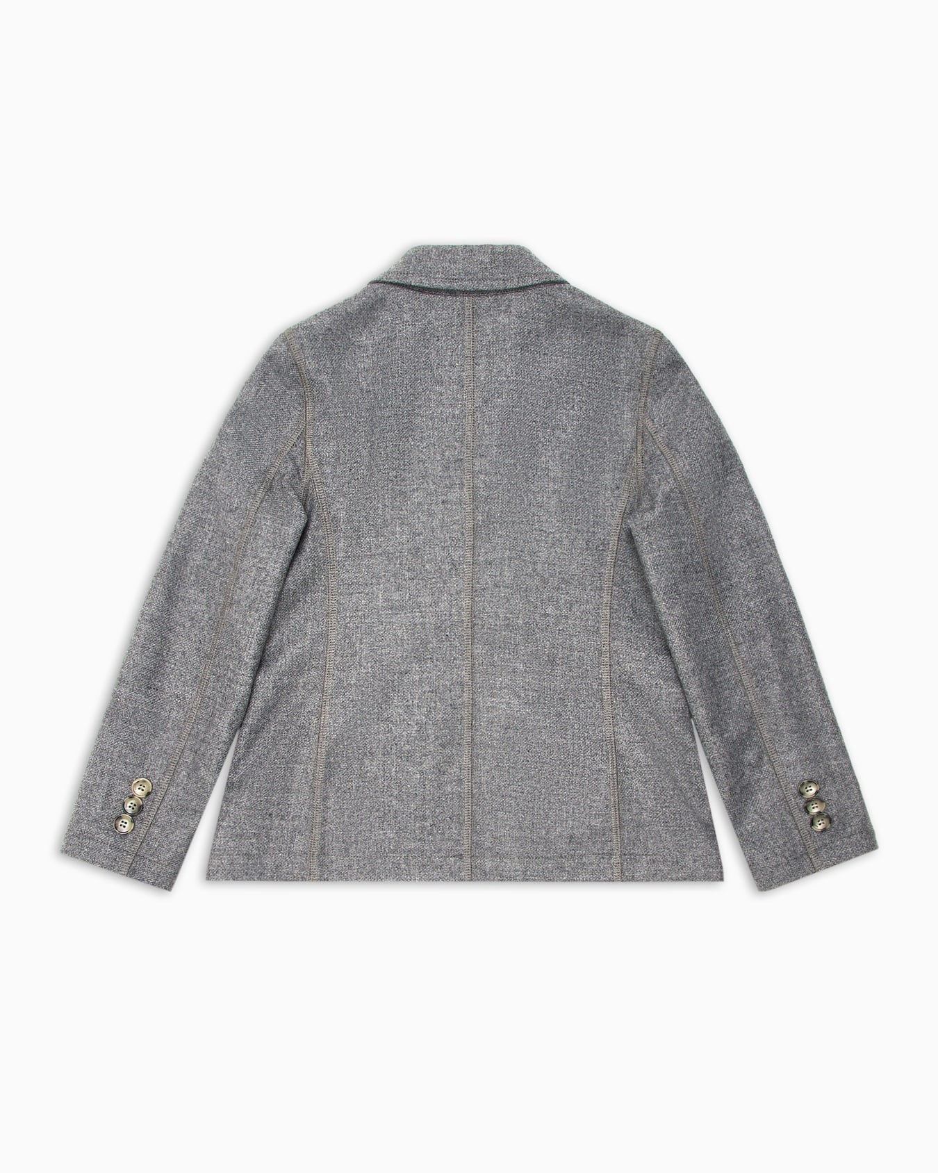 Wool-blend double-breasted jacket with logo crest patch Slide 2