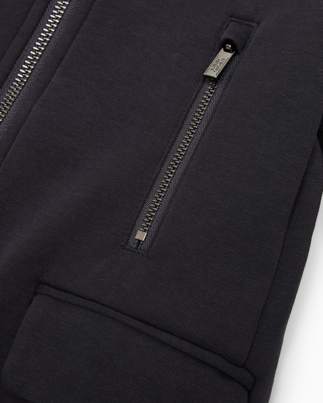 Giacca full zip in double jersey con collo logato Slide 1