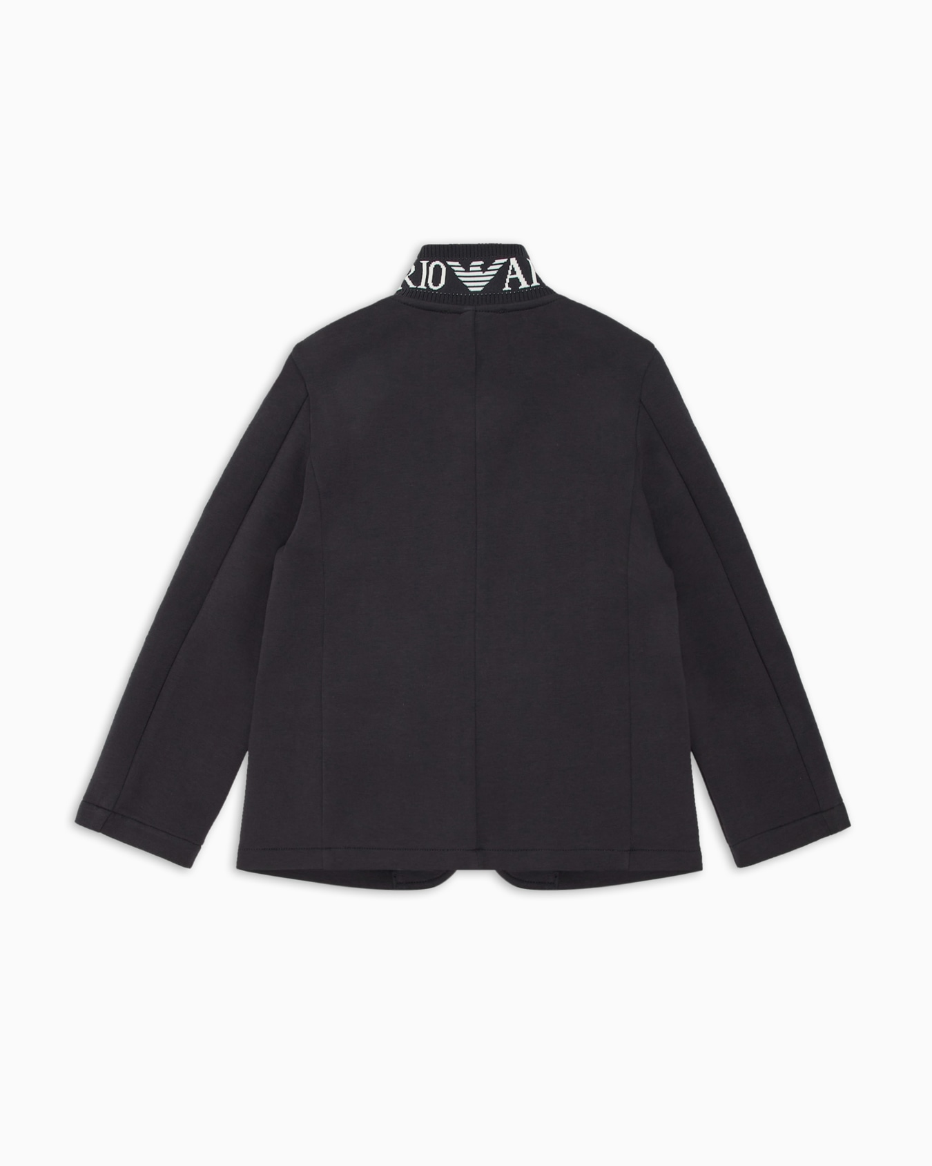 Giacca full zip in double jersey con collo logato Slide 2