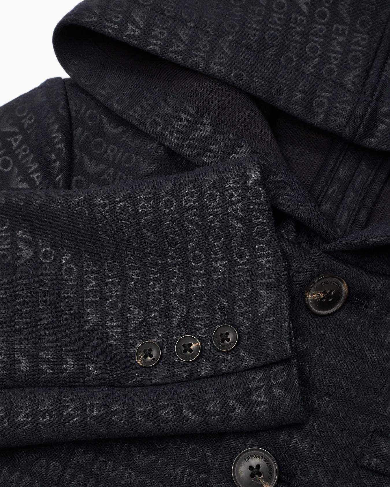 Hooded jacket in jersey with all-over logo lettering Slide 1