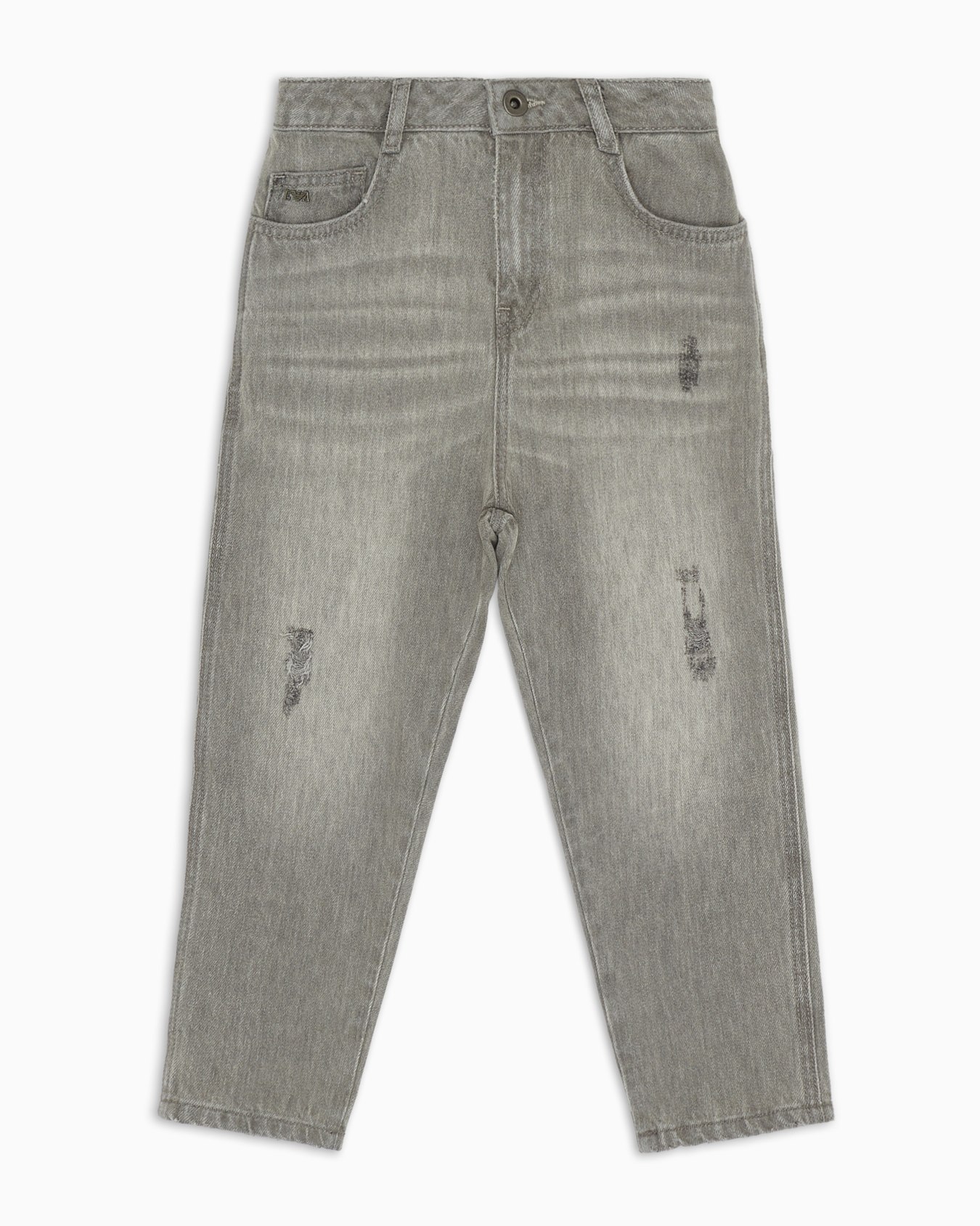 Oval-leg, ripped denim jeans Slide 0