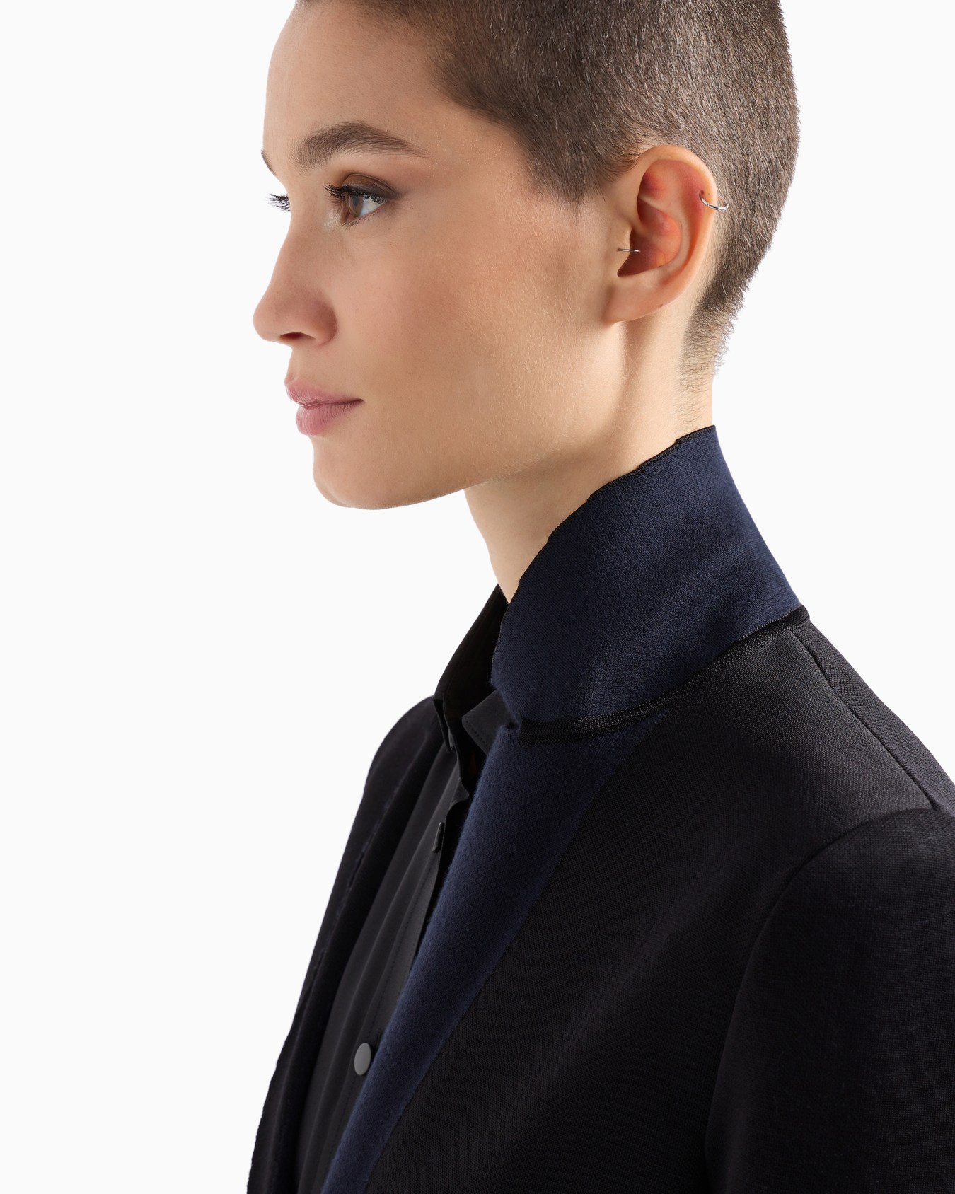 Single-breasted jacket in bonded viscose and virgin wool Slide 5