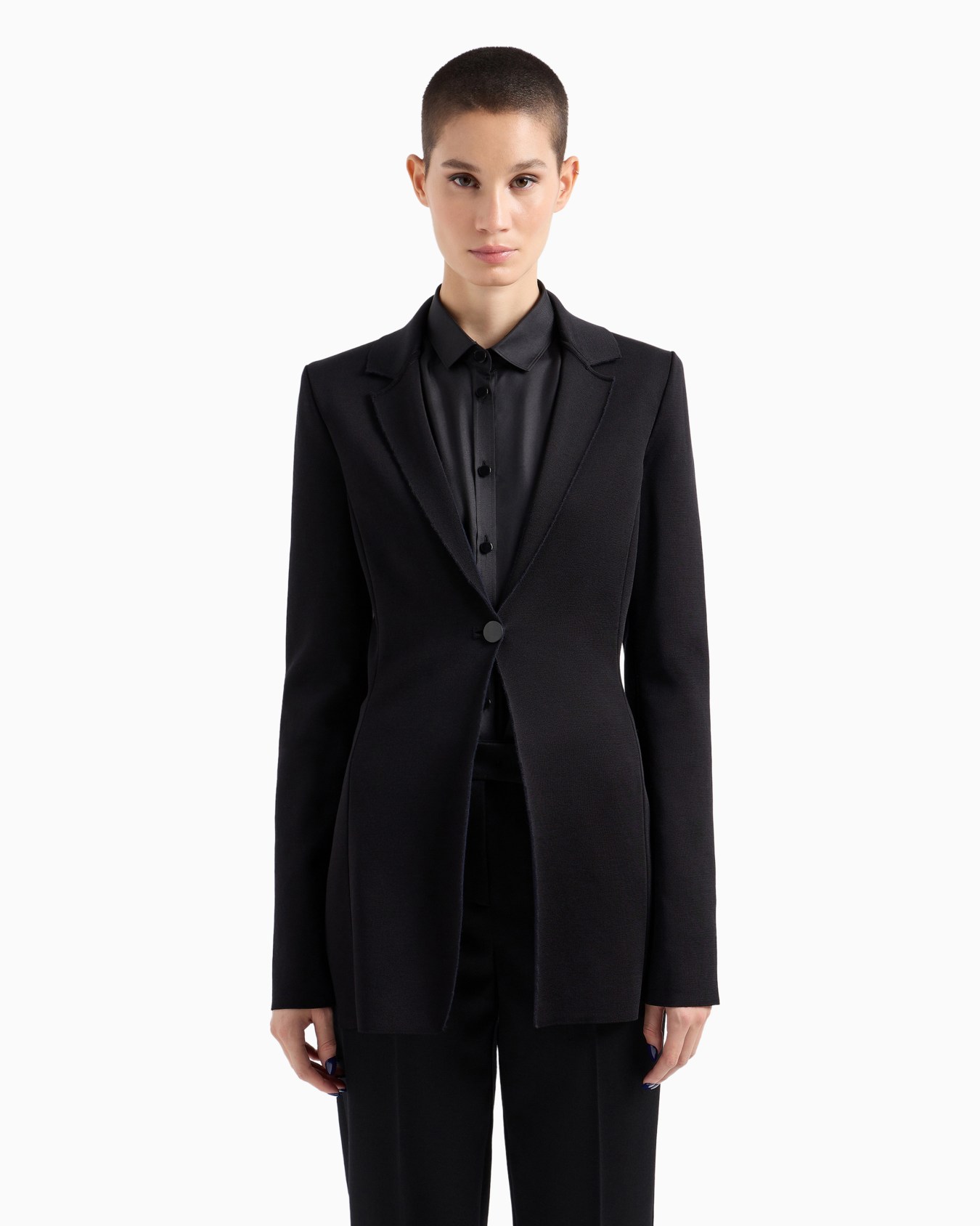 Single-breasted jacket in bonded viscose and virgin wool Slide 2