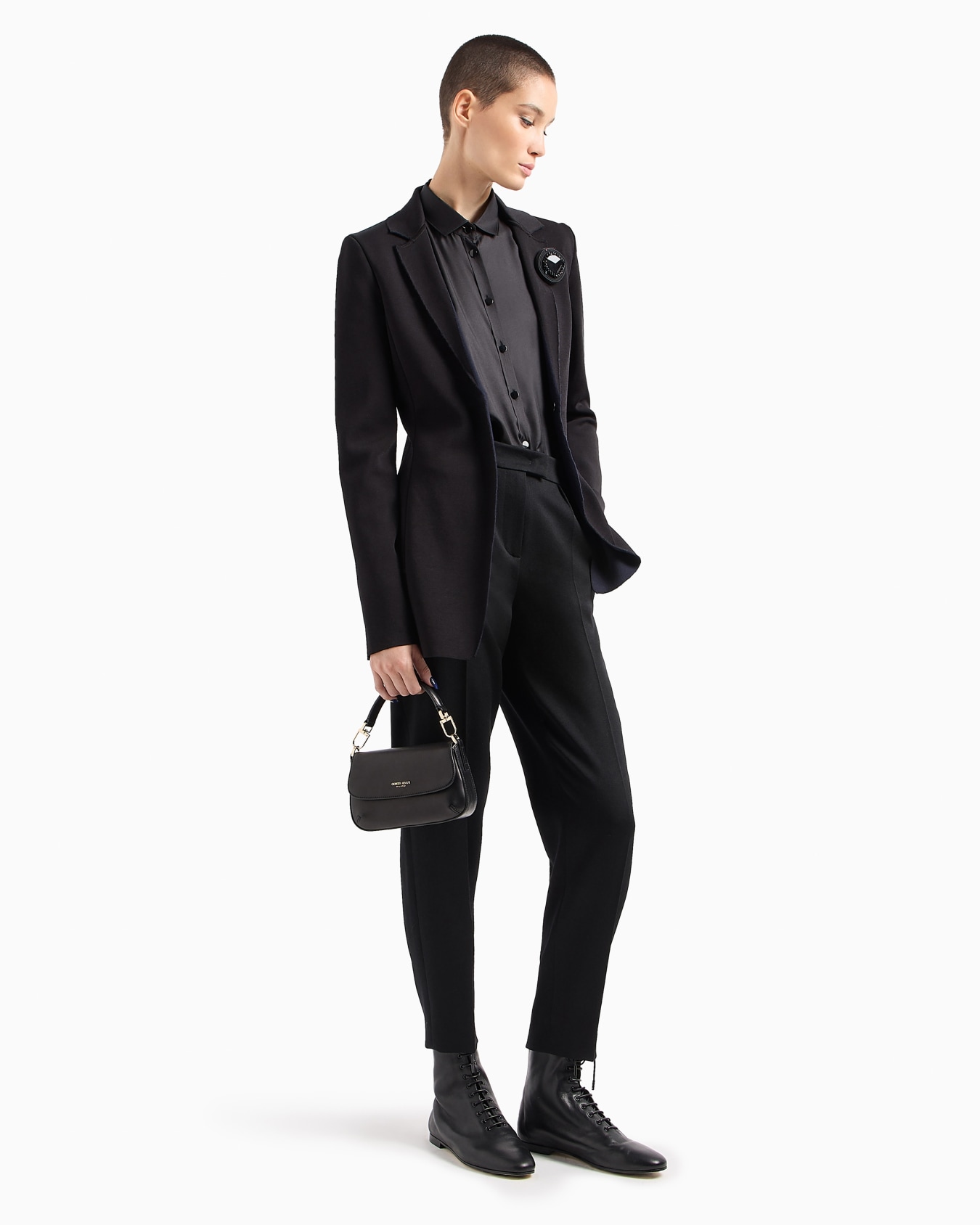 Single-breasted jacket in bonded viscose and virgin wool Slide 4