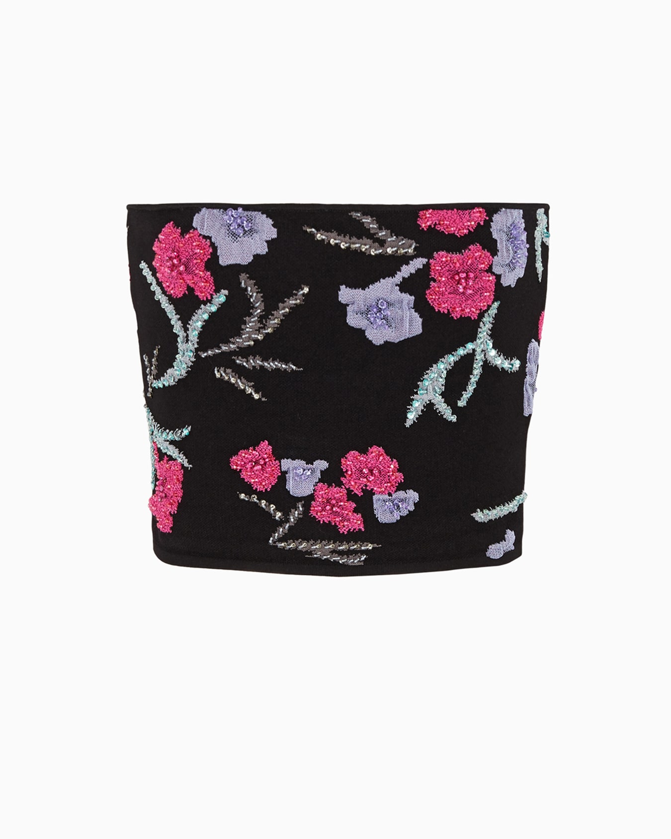 Stretch viscose bandeau top with floral jacquard Slide 0