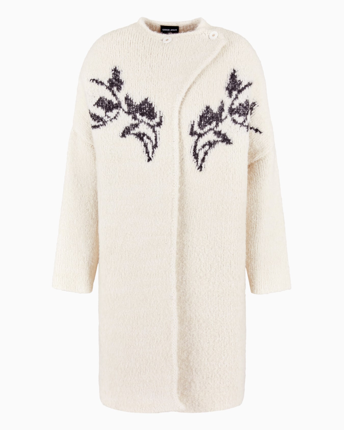 Manteau en alpaga, laine et soie avec incrustation florale Diapositive 0