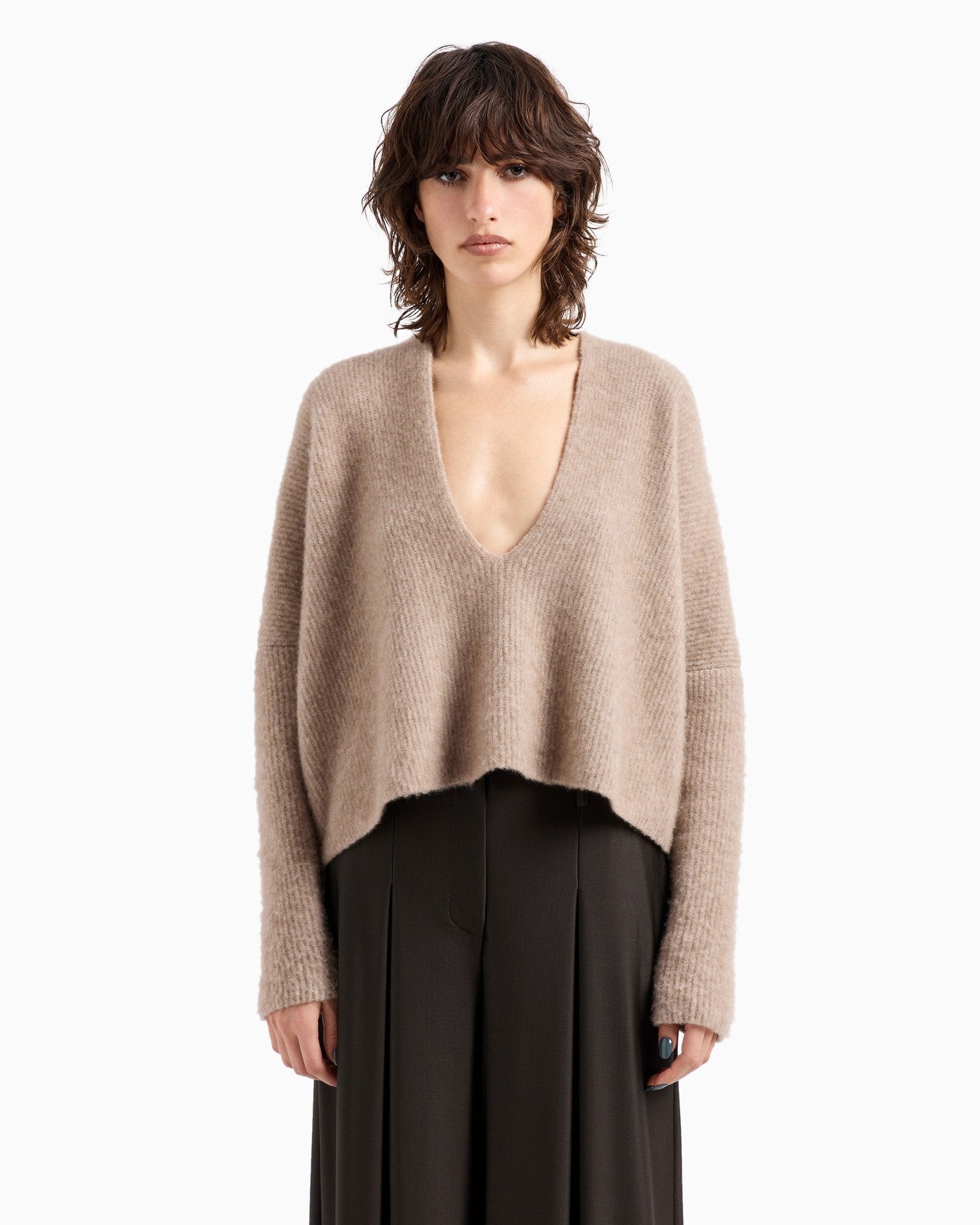 Pullover mit weitem Ausschnitt aus geripptem Kaschmir und Seide mit Stretchanteil Folie 2