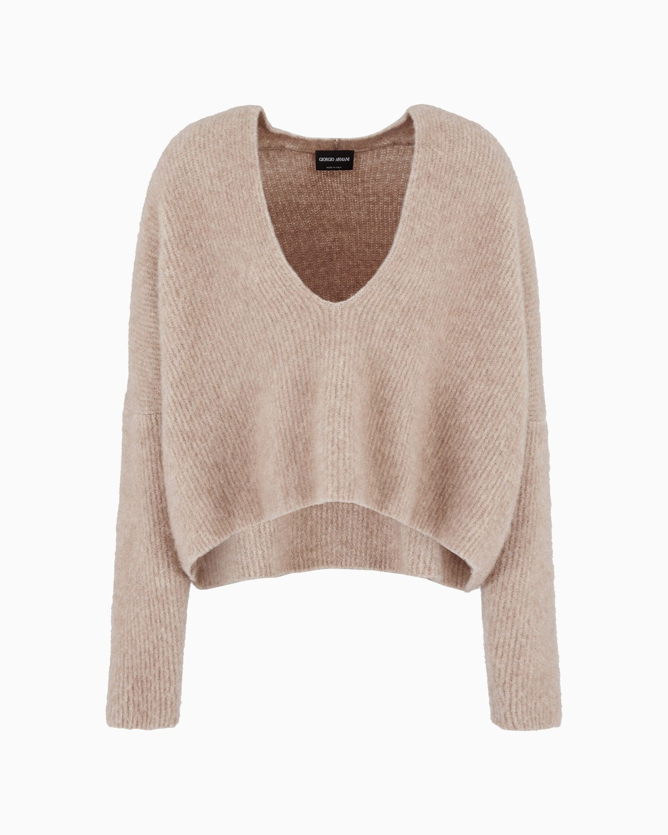 Pullover mit weitem Ausschnitt aus geripptem Kaschmir und Seide mit Stretchanteil Folie 0