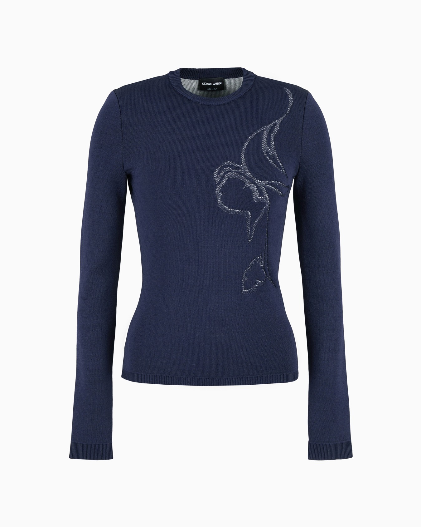 Pullover mit Rundhalsausschnitt aus Viskose-Stretch mit Stickerei Folie 0