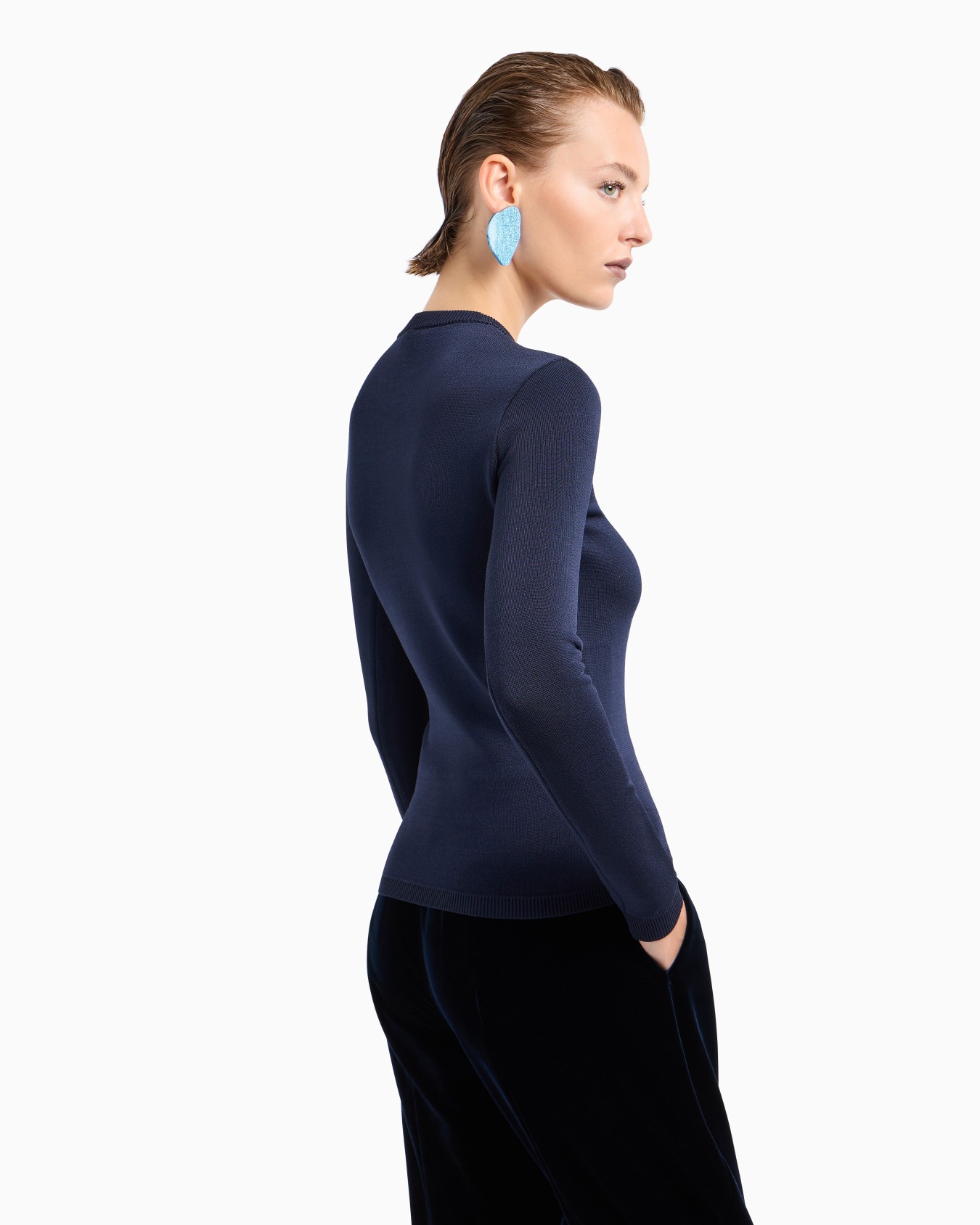 Pullover mit Rundhalsausschnitt aus Viskose-Stretch mit Stickerei Folie 1