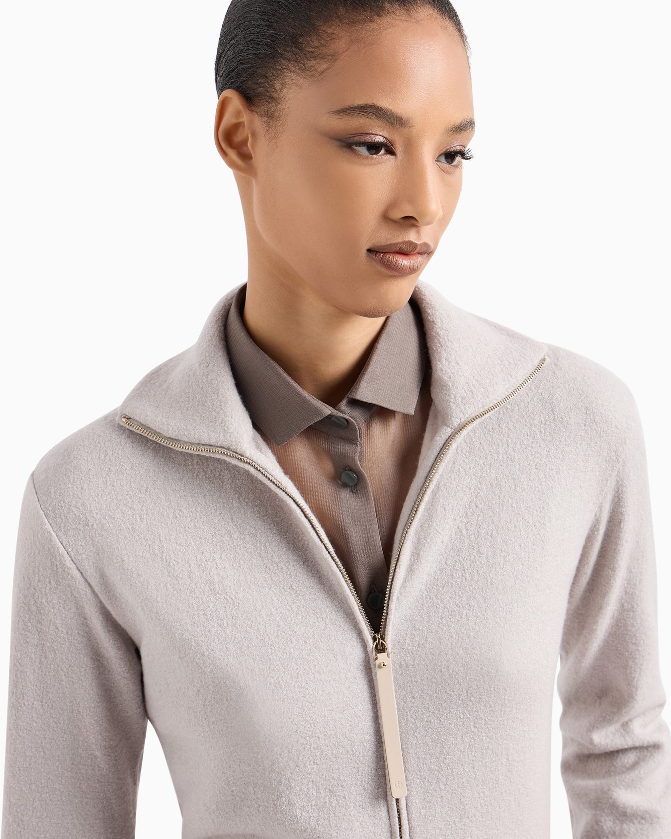 Body manches longues en jersey de cachemire et soie stretch Diapositive 5