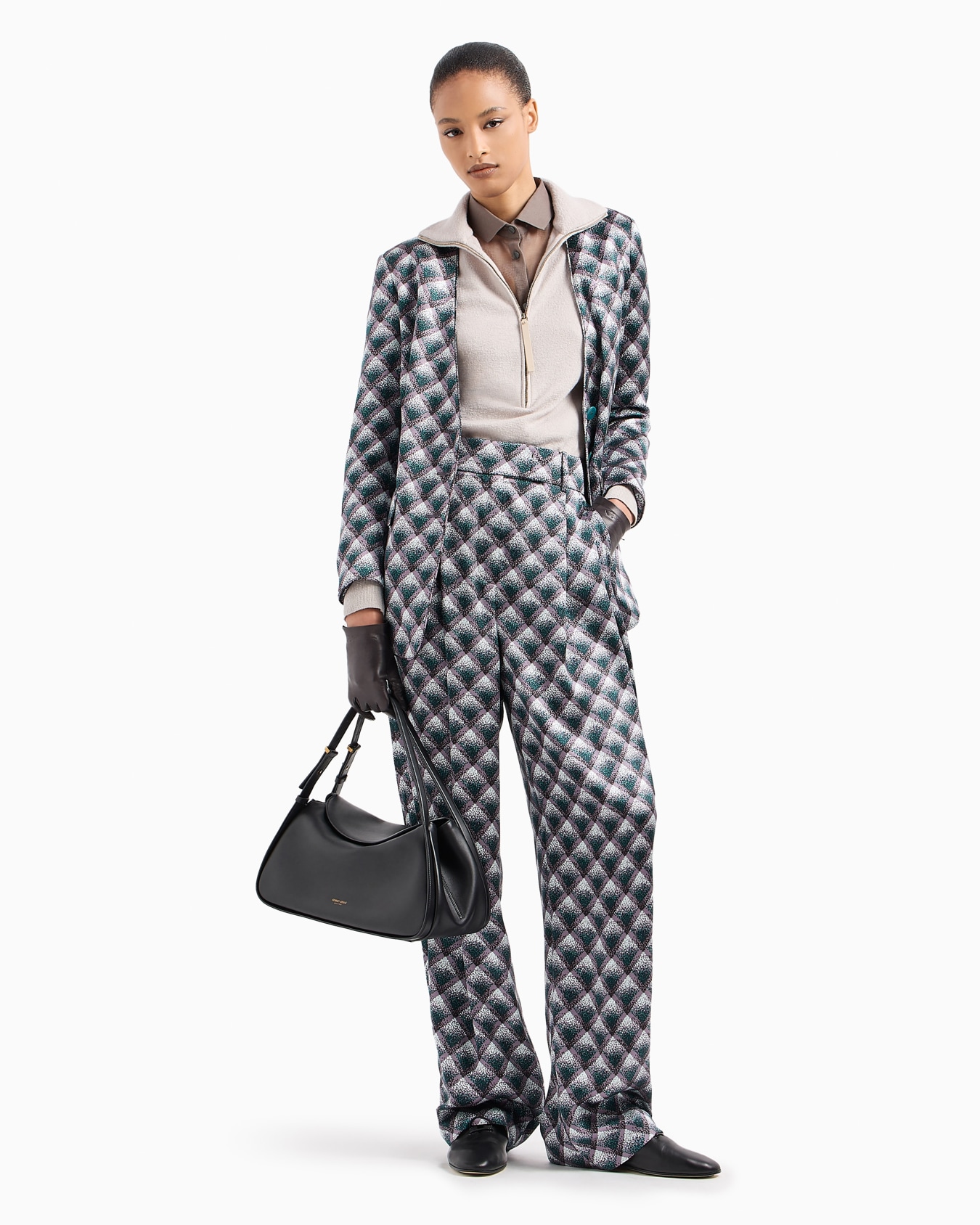 Body manches longues en jersey de cachemire et soie stretch Diapositive 4