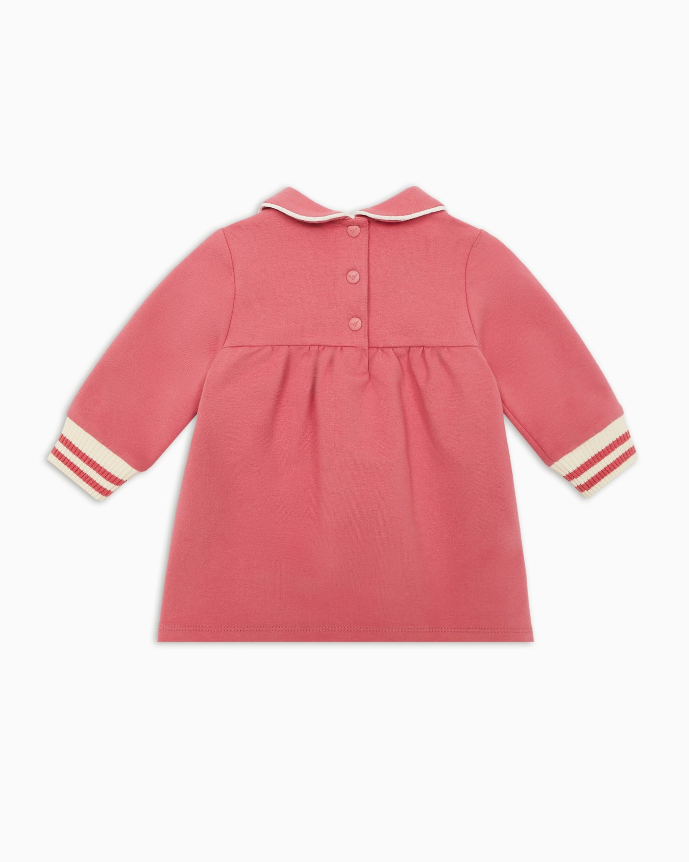Abito collo claudine con ricamo logo in jersey Slide 2