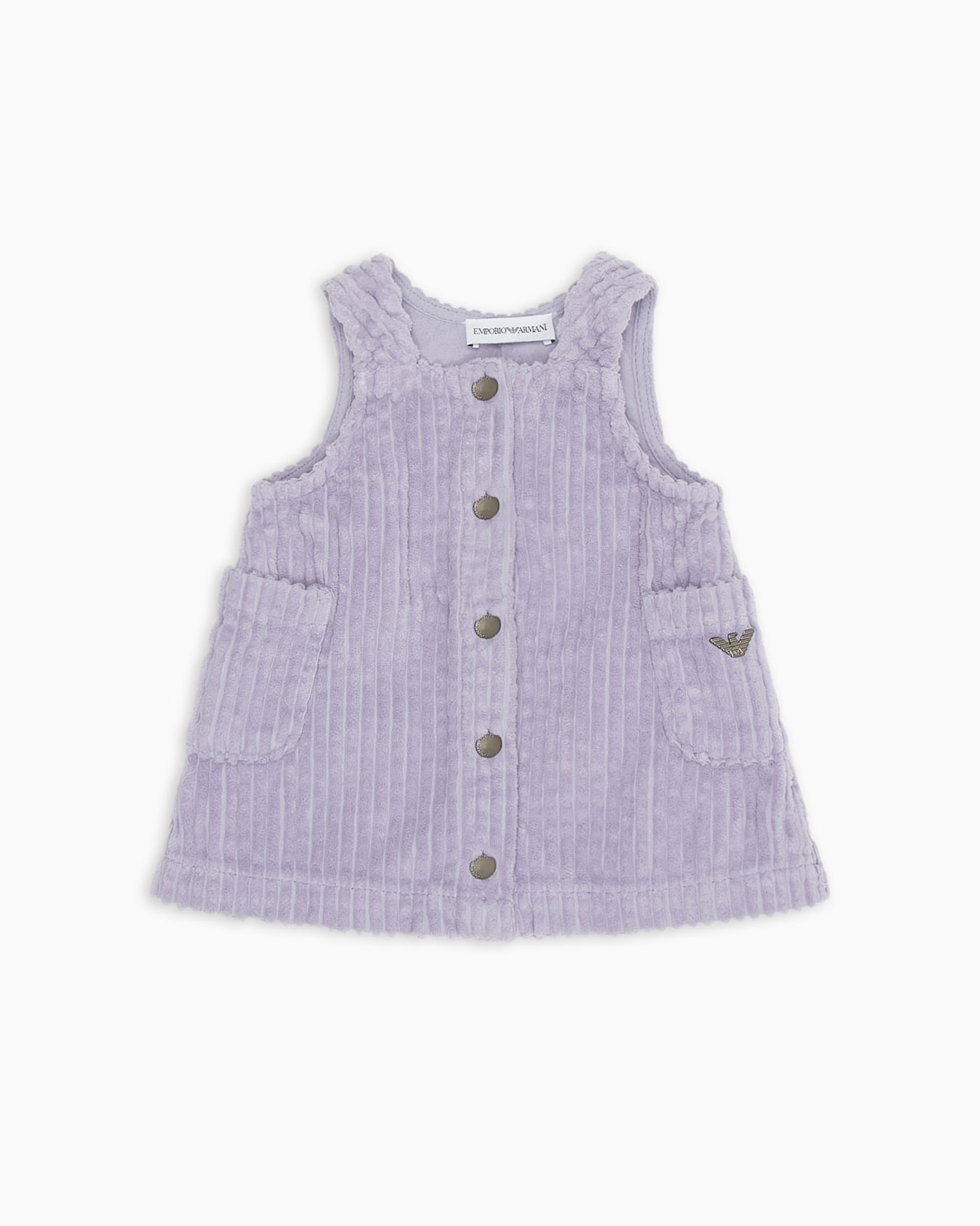 Dungaree dress in soft, ribbed fabric with press-studs Slide 0