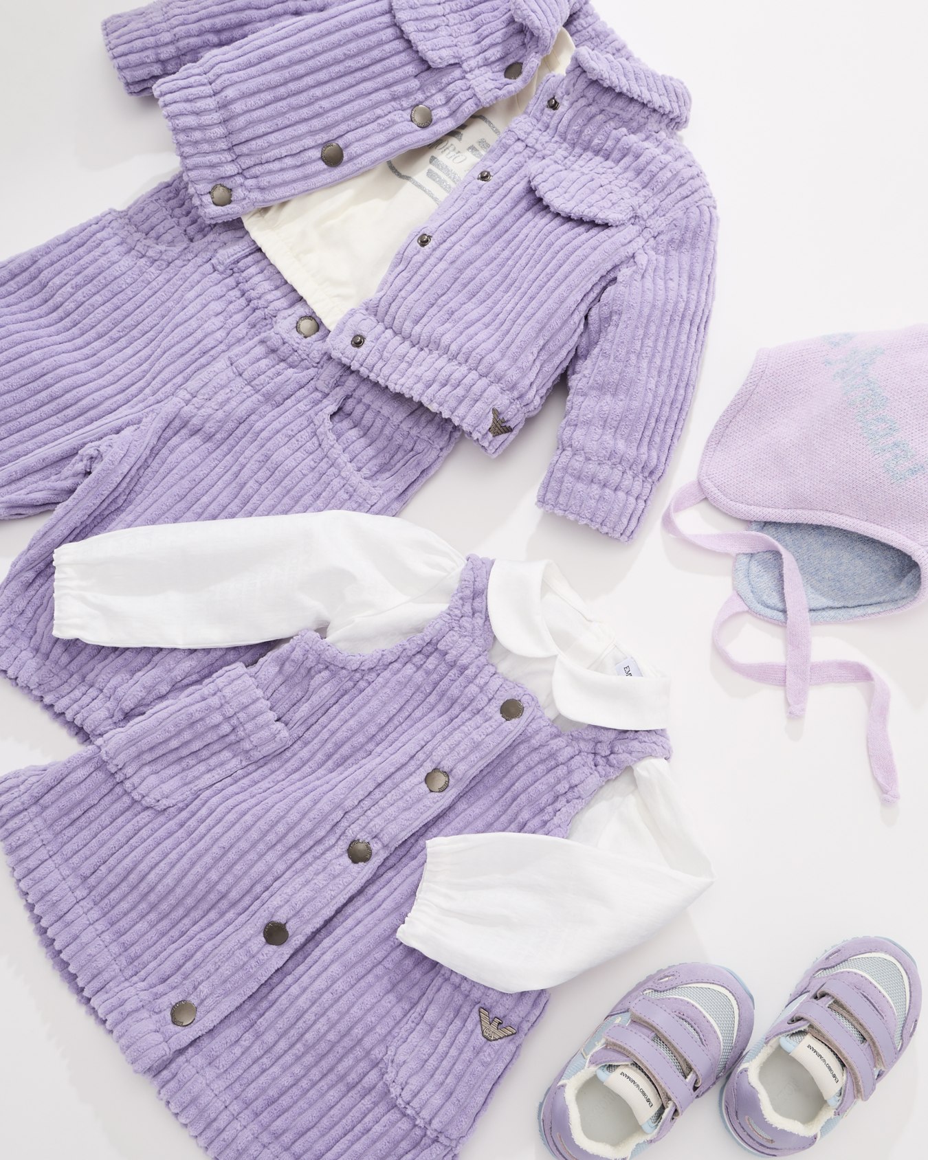 Dungaree dress in soft, ribbed fabric with press-studs Slide 3