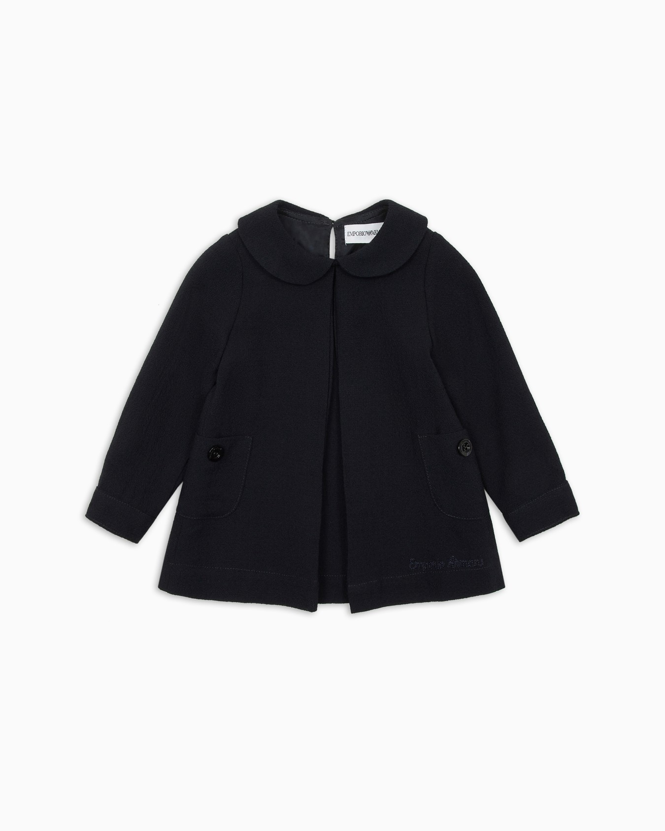 Wool and viscose-blend dress with Peter Pan collar, front opening and pleats Slide 0