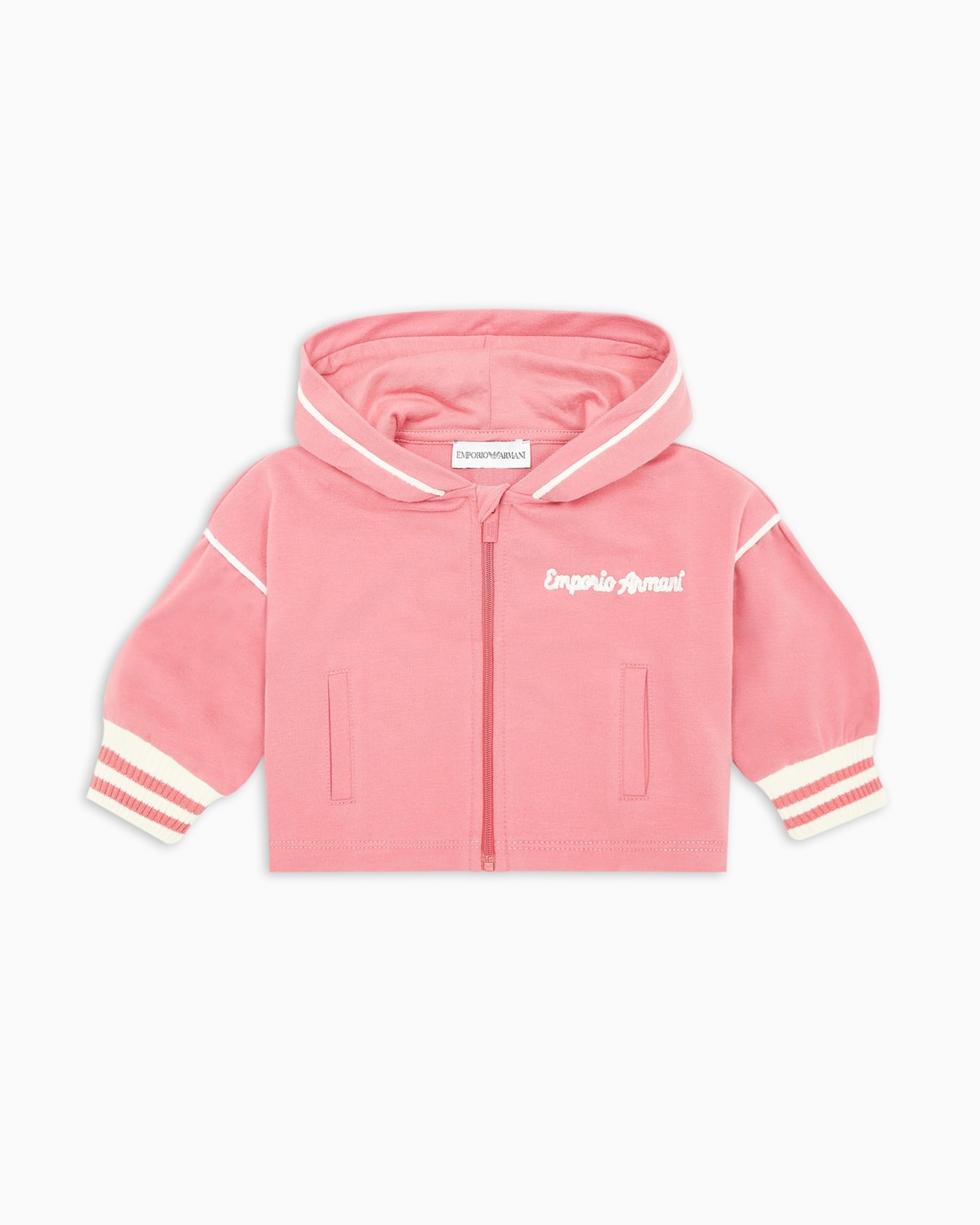 Hooded sweatshirt with zip piping and embroidered logo Slide 0
