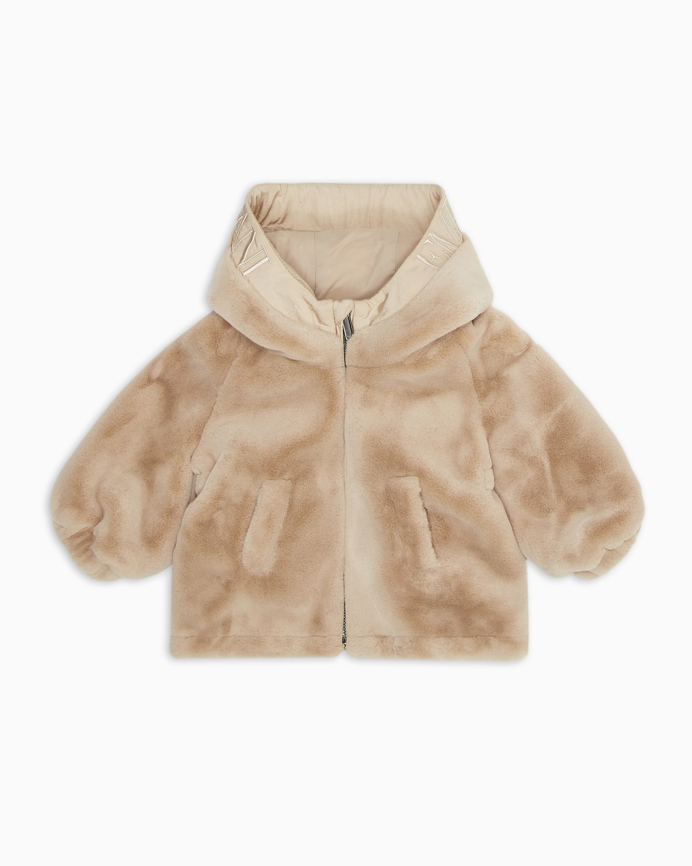 Faux-fur blouson with zip and hood Slide 0